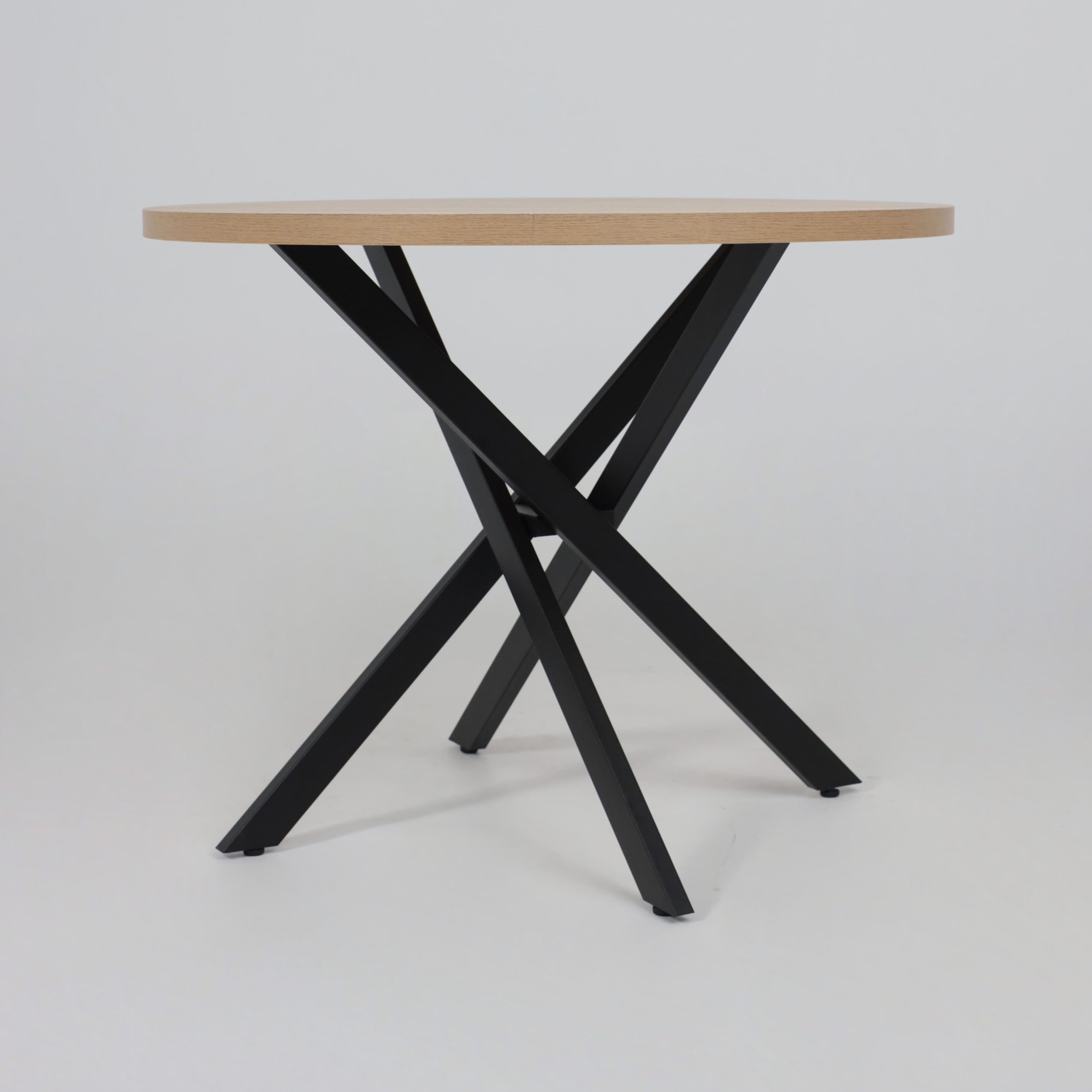 Стол РИГА, D950, Дуб Сильверджек Ореховый/Черный