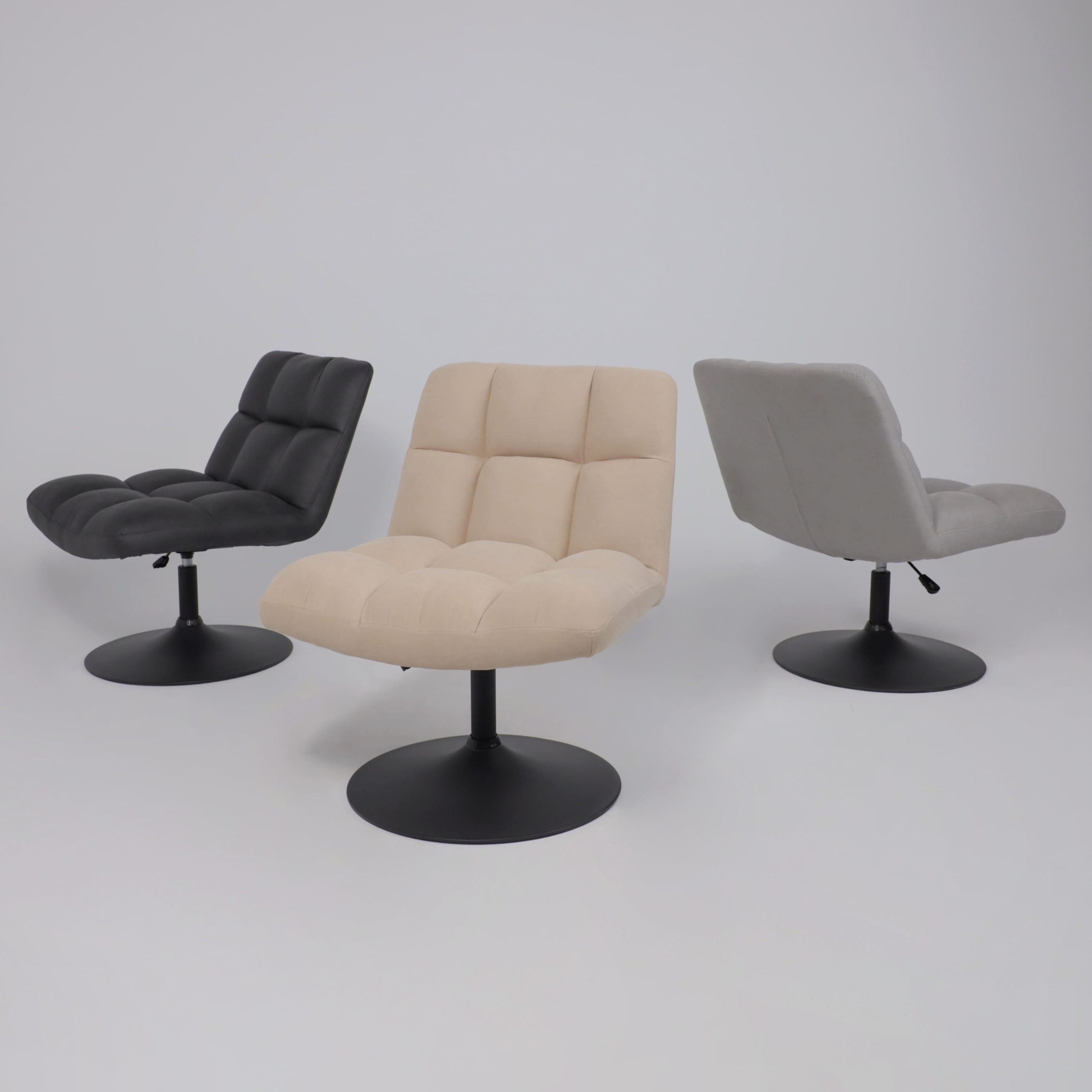 Кресло GRANDE, поворотное, песочная ткань Linen Fabric-3/черный