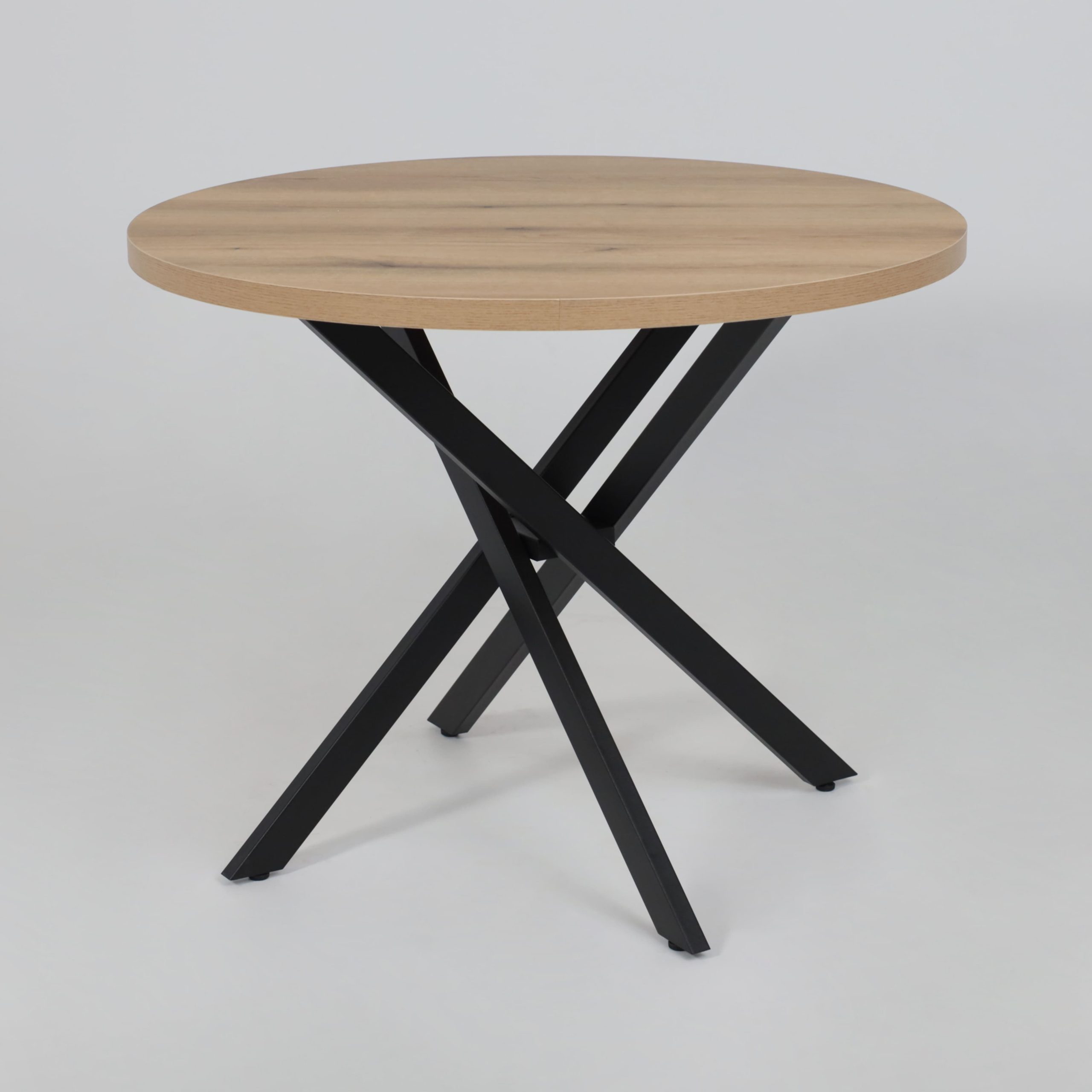 Стол РИГА, D950, Дуб Сильверджек Ореховый/Черный