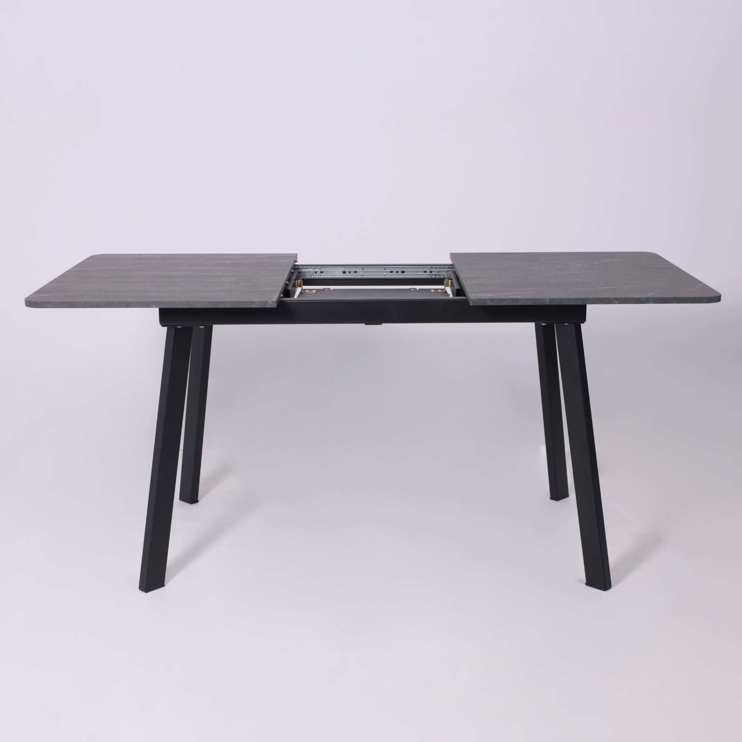 Стол AV 1209/1, ЛМДФ, раздвижной 1200(1600)*800 Мрамор Пьетра Графитовый/черный