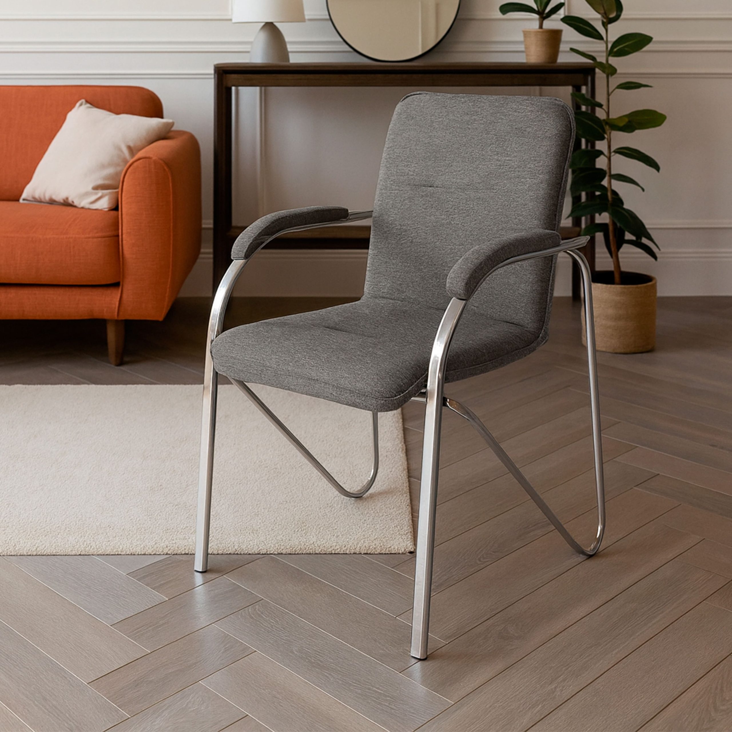 Кресло SAMBA AKS-1, Leto 68 темно-серая ткань, мягкие подлокотники