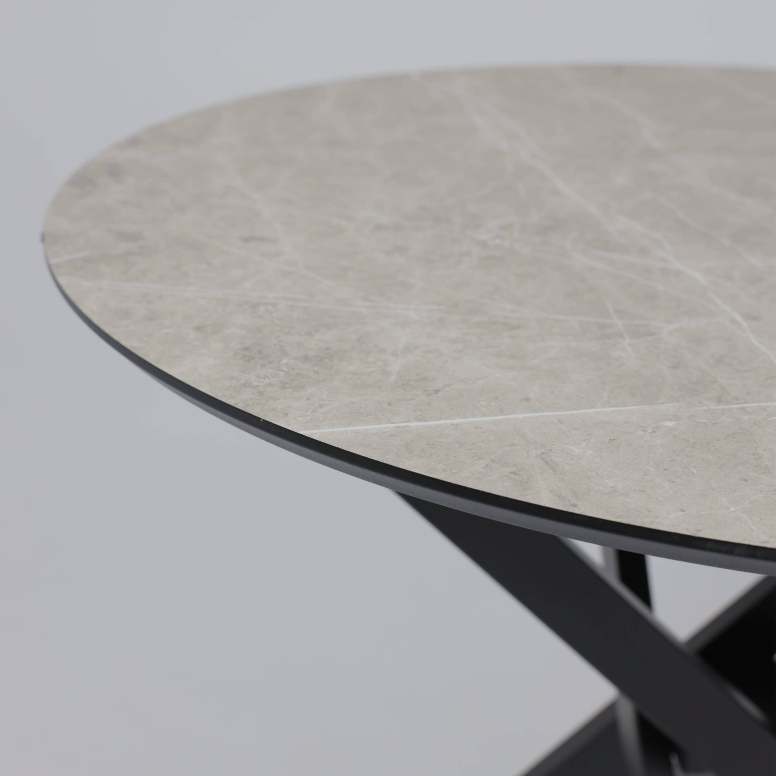 Стол МЕХИКО, пластик премиум 3Д, D950, Мрамор светлый (белый)/ Черный матовый