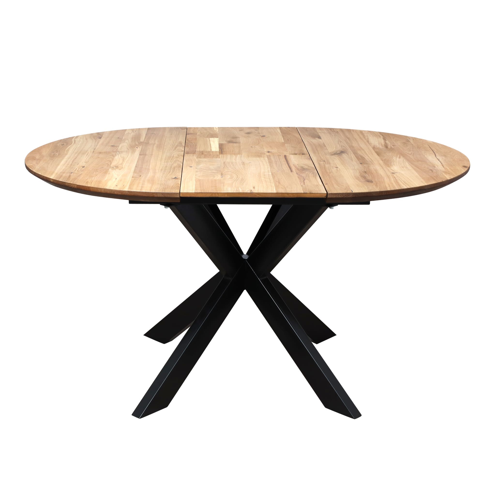 Стол РАУНД раздвижной, d110(150)*75, дуб натуральный/черный (ПрР-4 DSW (02) КСЕ/Р-80)