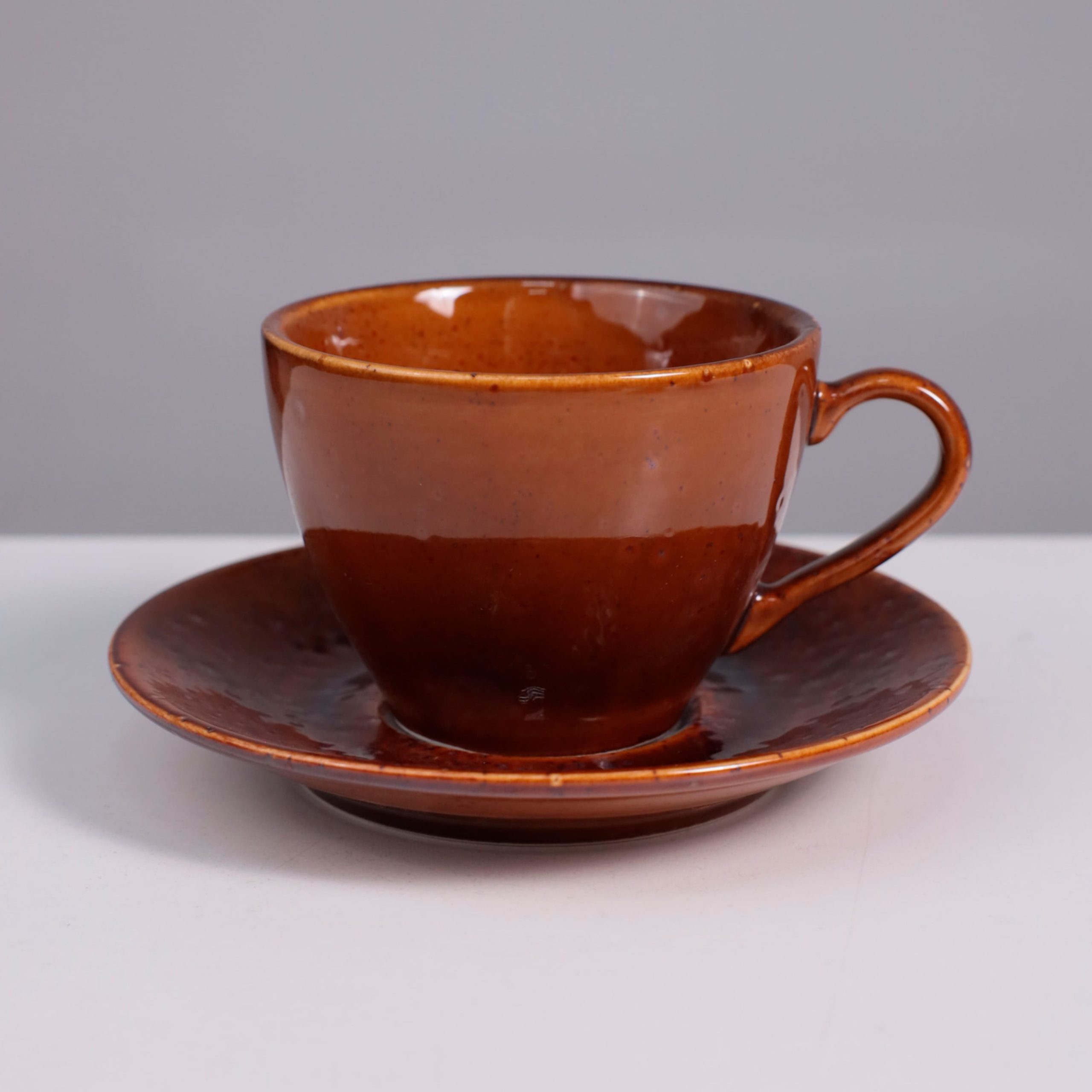 Чайный набор OPALUS, фарфор, каштановый, кружка 200мл + блюдце