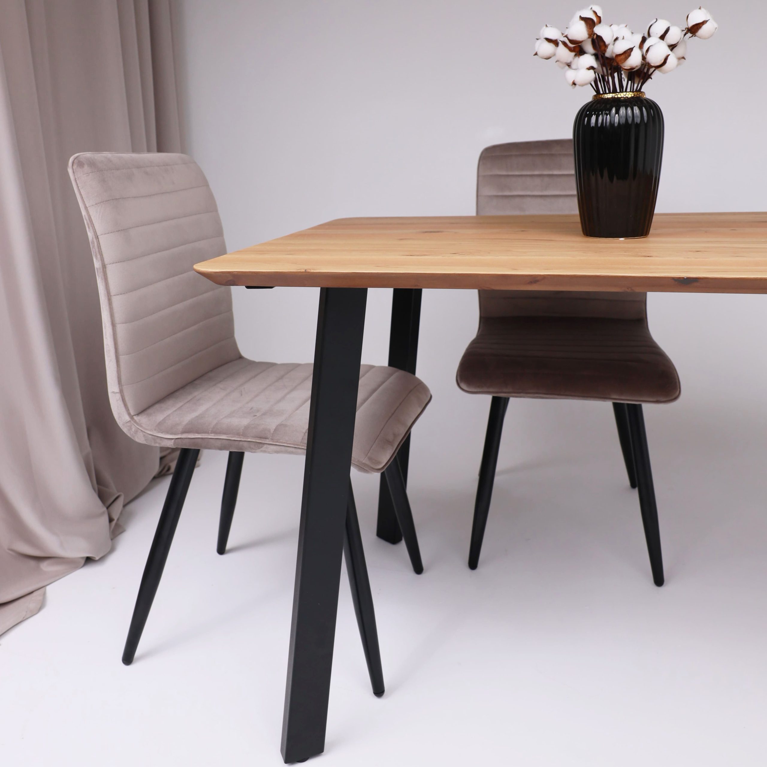 Стол МАЙОН, 130*80*74, дуб галифакс табак/черный (ПР-2 DSW (Т27) (02) КС-60)