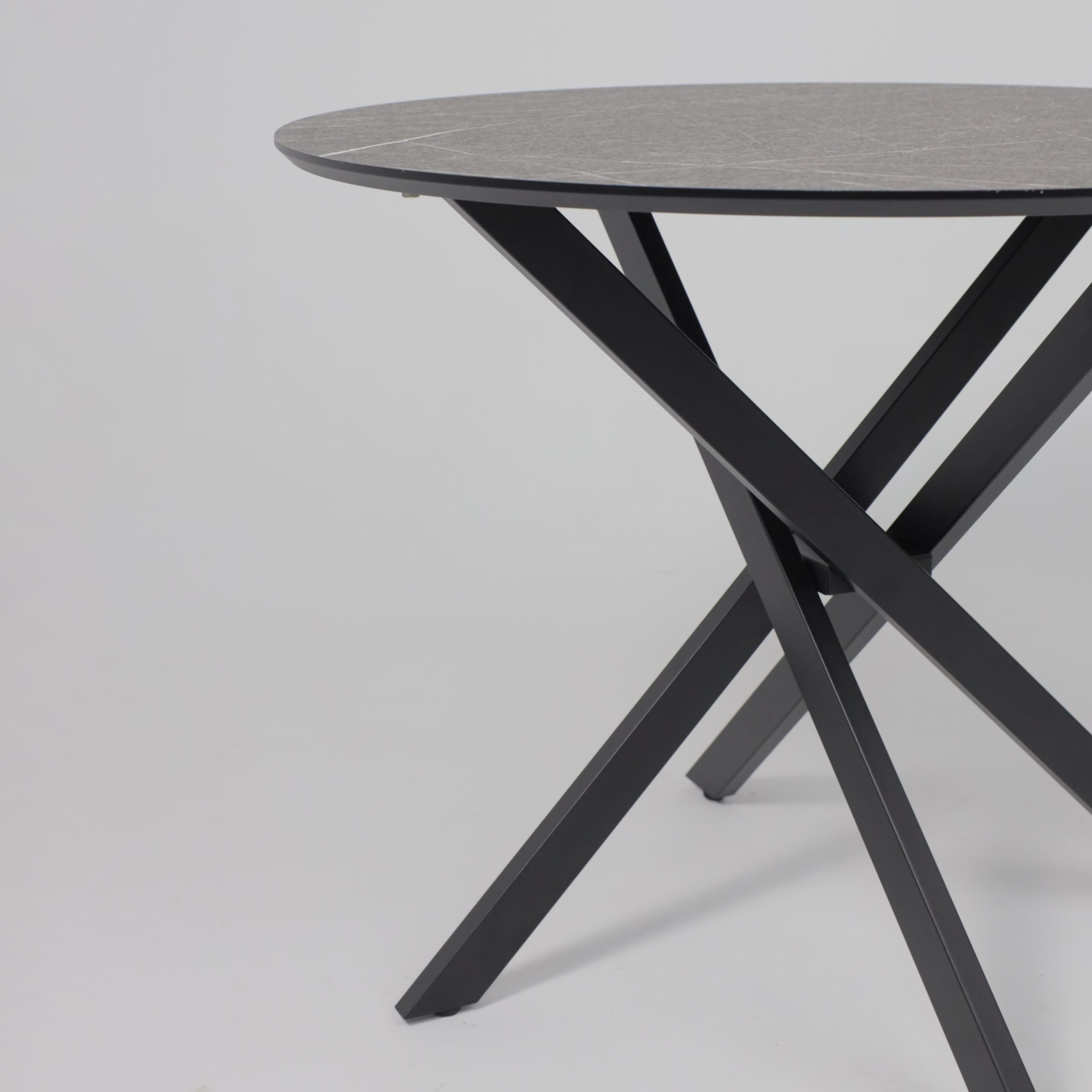 Стол МЕХИКО, пластик премиум 3Д, D950, Камень черный/ Черный матовый