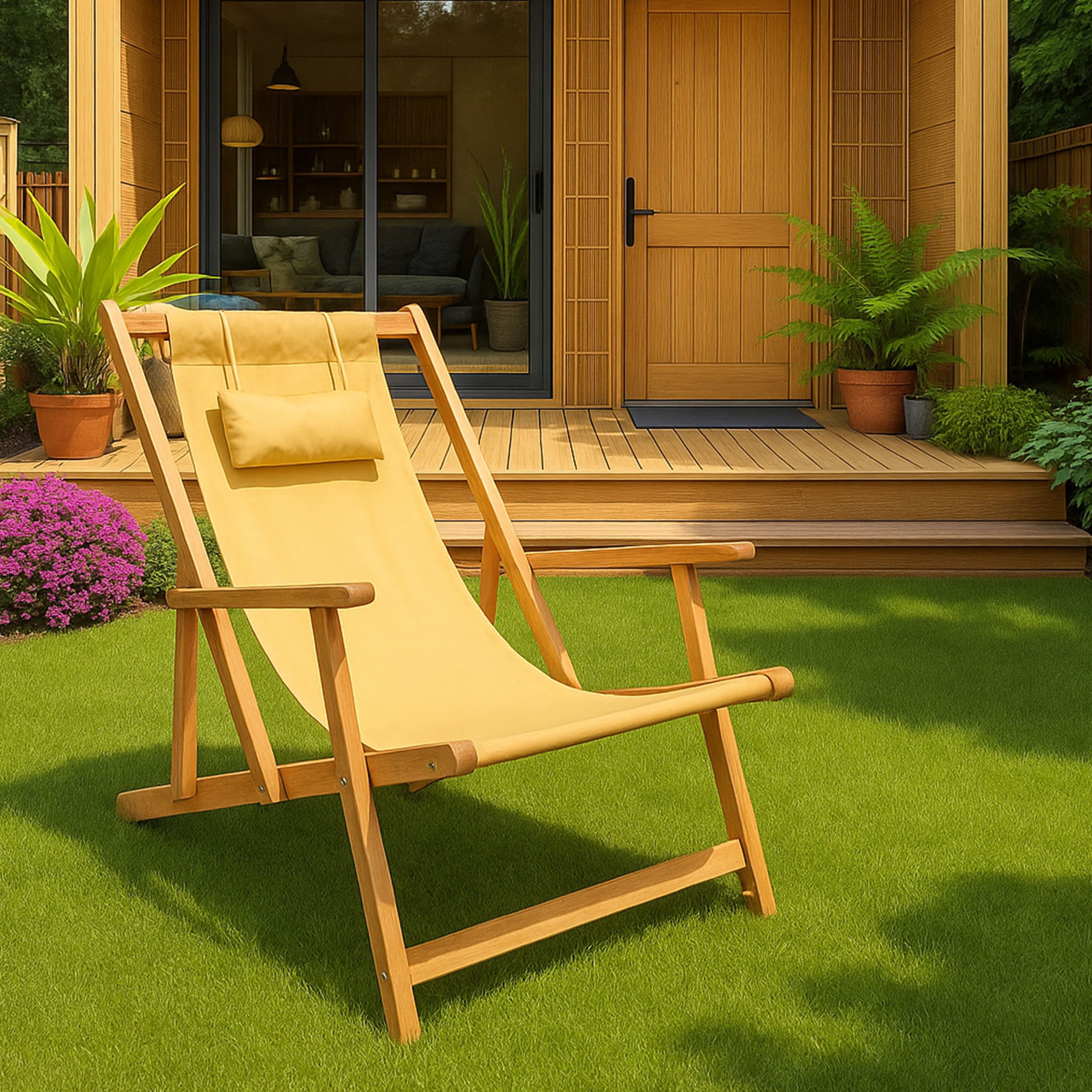 Кресло-шезлонг с подлокотниками DYATEL сиденье из ткани сосна (цвет дуб)