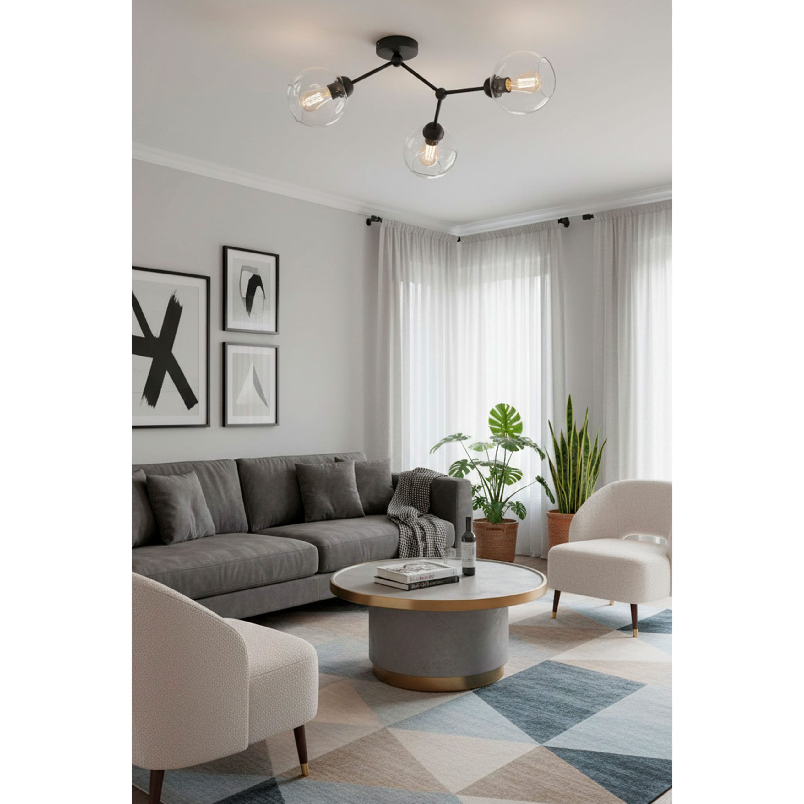 Светильник ATOM, потолочный, 3*E27, дымчатый