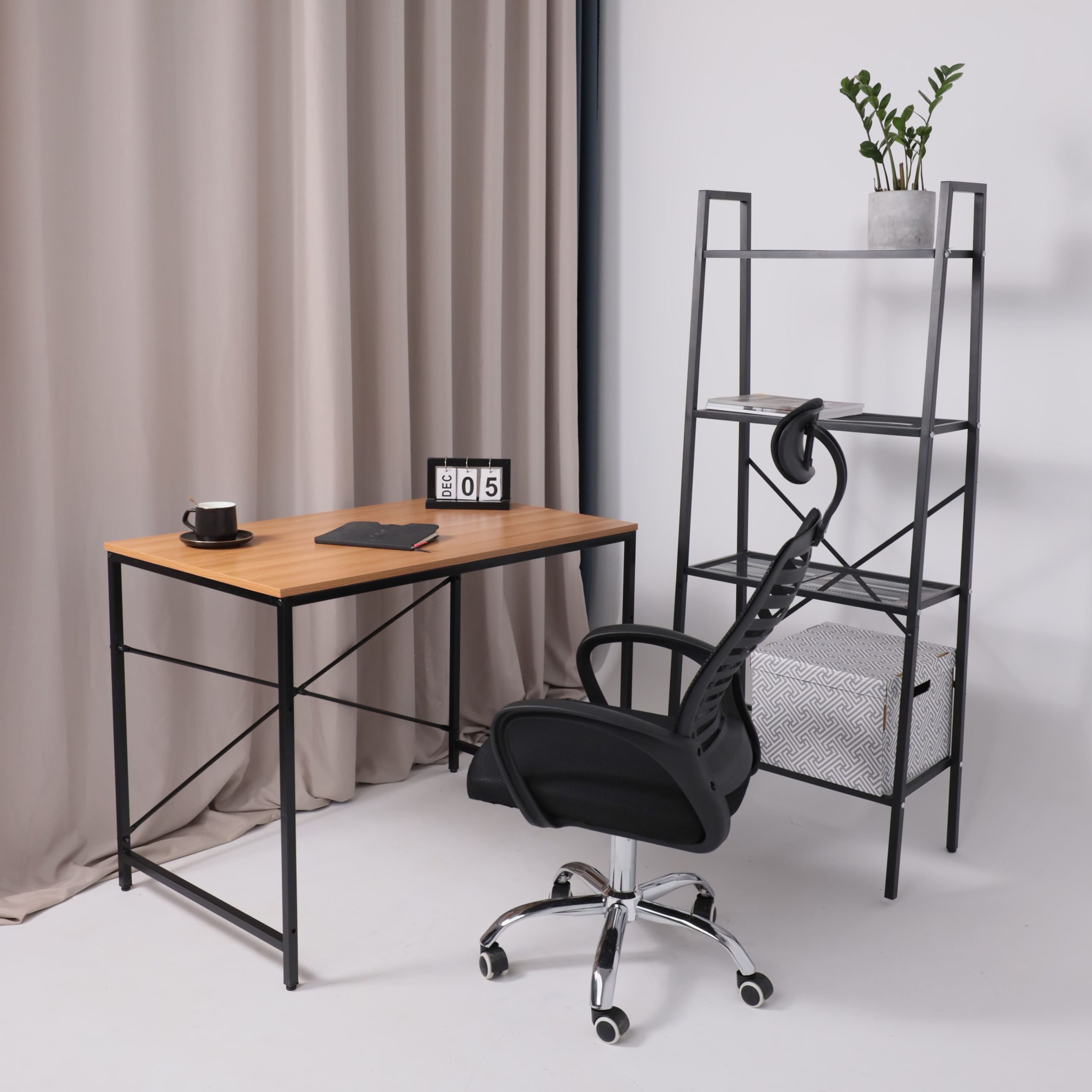 Стол письменный OPAL, светлый орех/черный металл, 1000*600*750