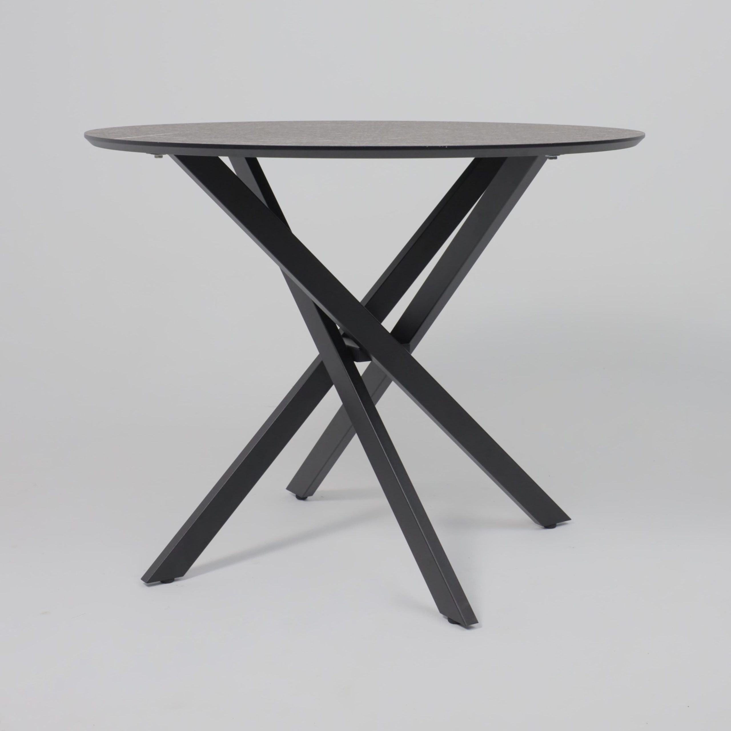 Стол МЕХИКО, пластик премиум 3Д, D950, Камень черный/ Черный матовый