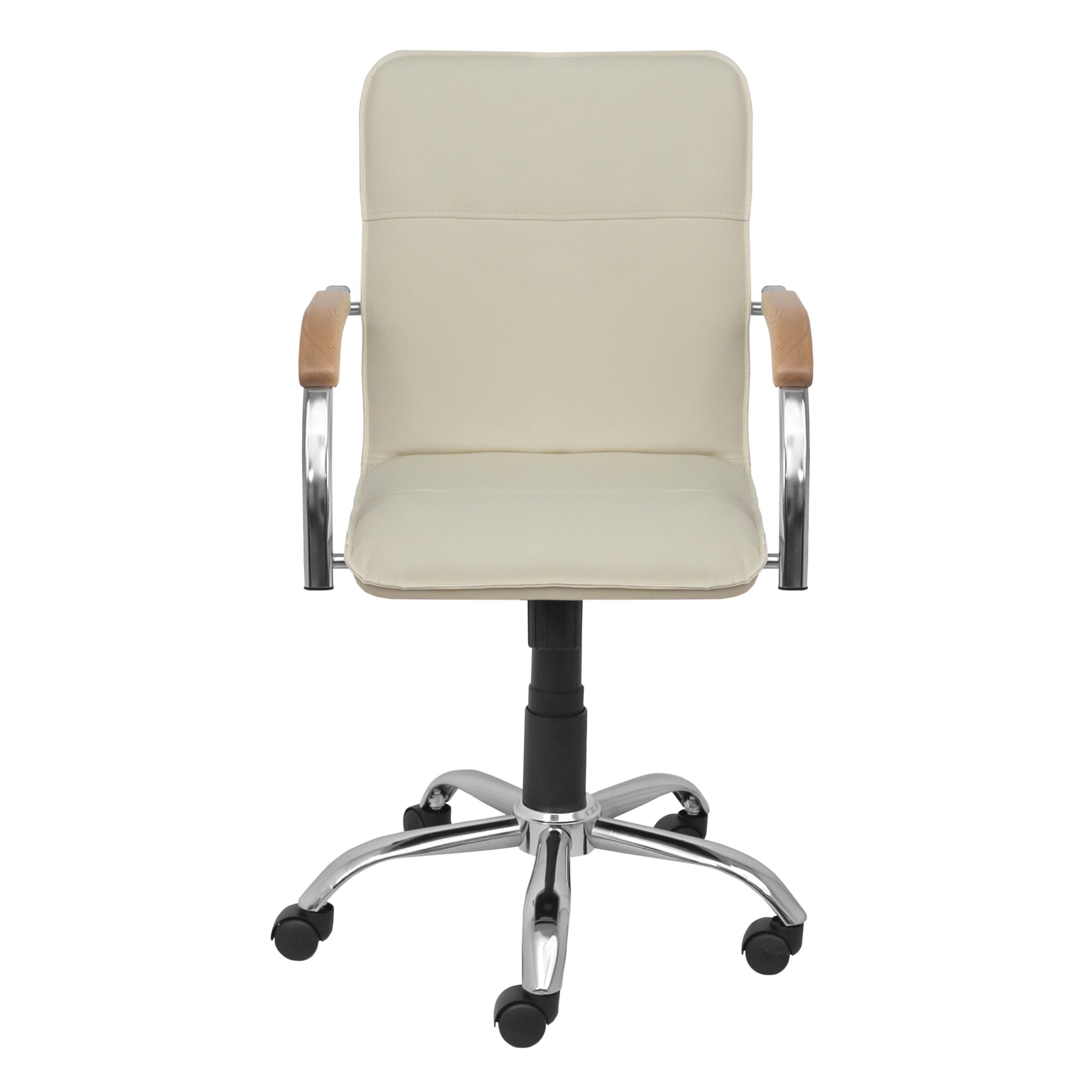 Кресло SAMBA AKS-2 Pegasso крем, подлокотники дерево светлое