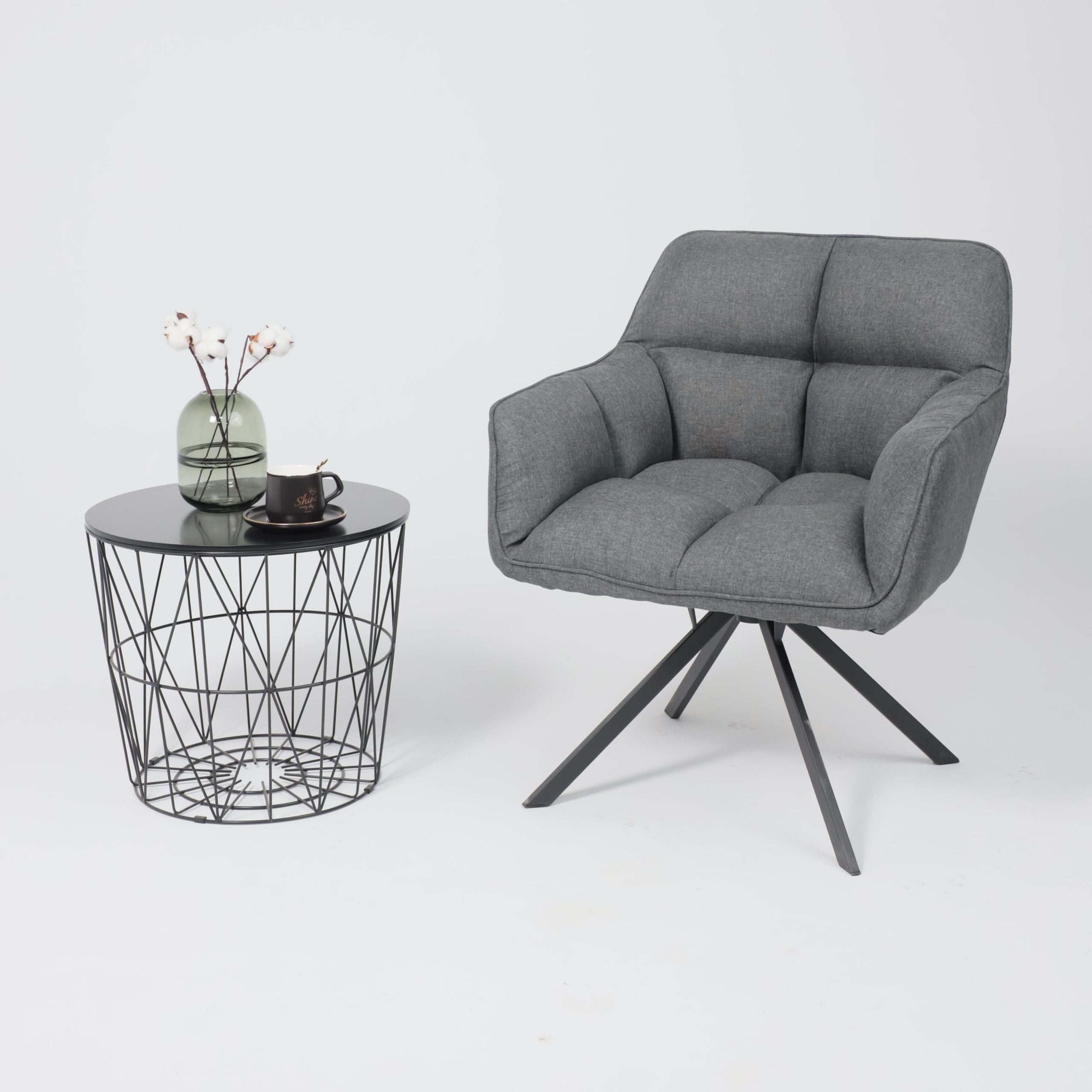 Кресло VIRGINIA, поворотное, ткань, тем.-серый MQ001-5/черный