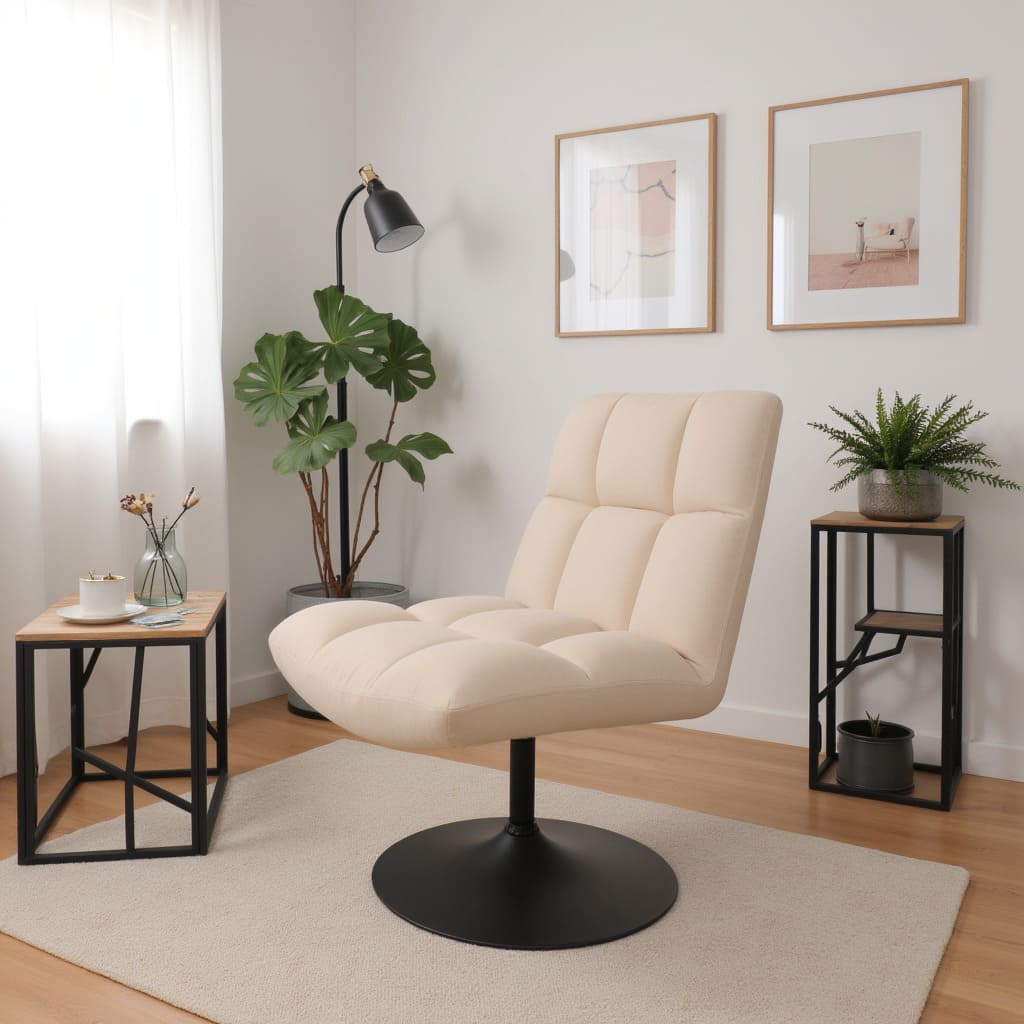 Кресло GRANDE, поворотное, песочная ткань Linen Fabric-3/черный