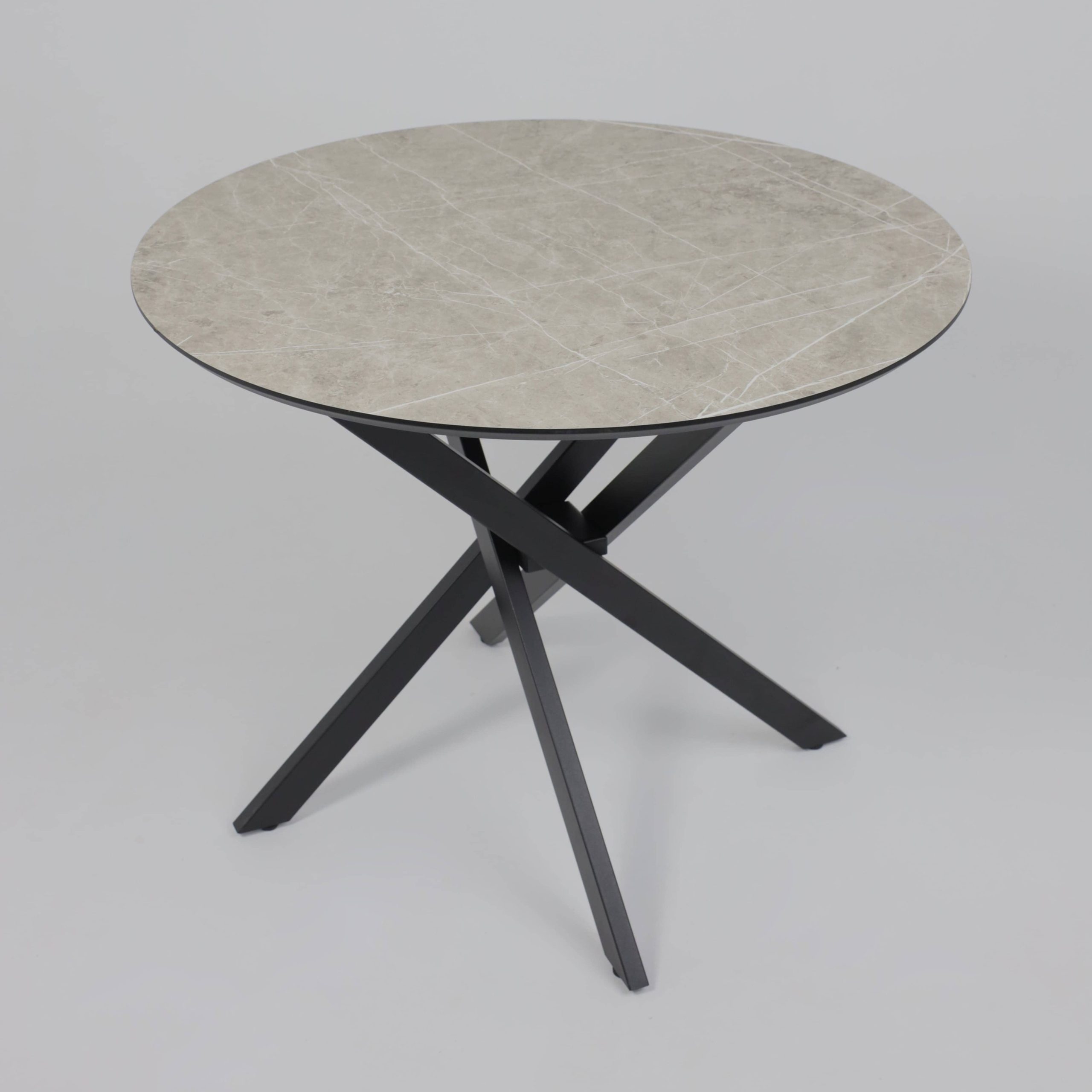 Стол МЕХИКО, пластик премиум 3Д, D950, Мрамор светлый (белый)/ Черный матовый