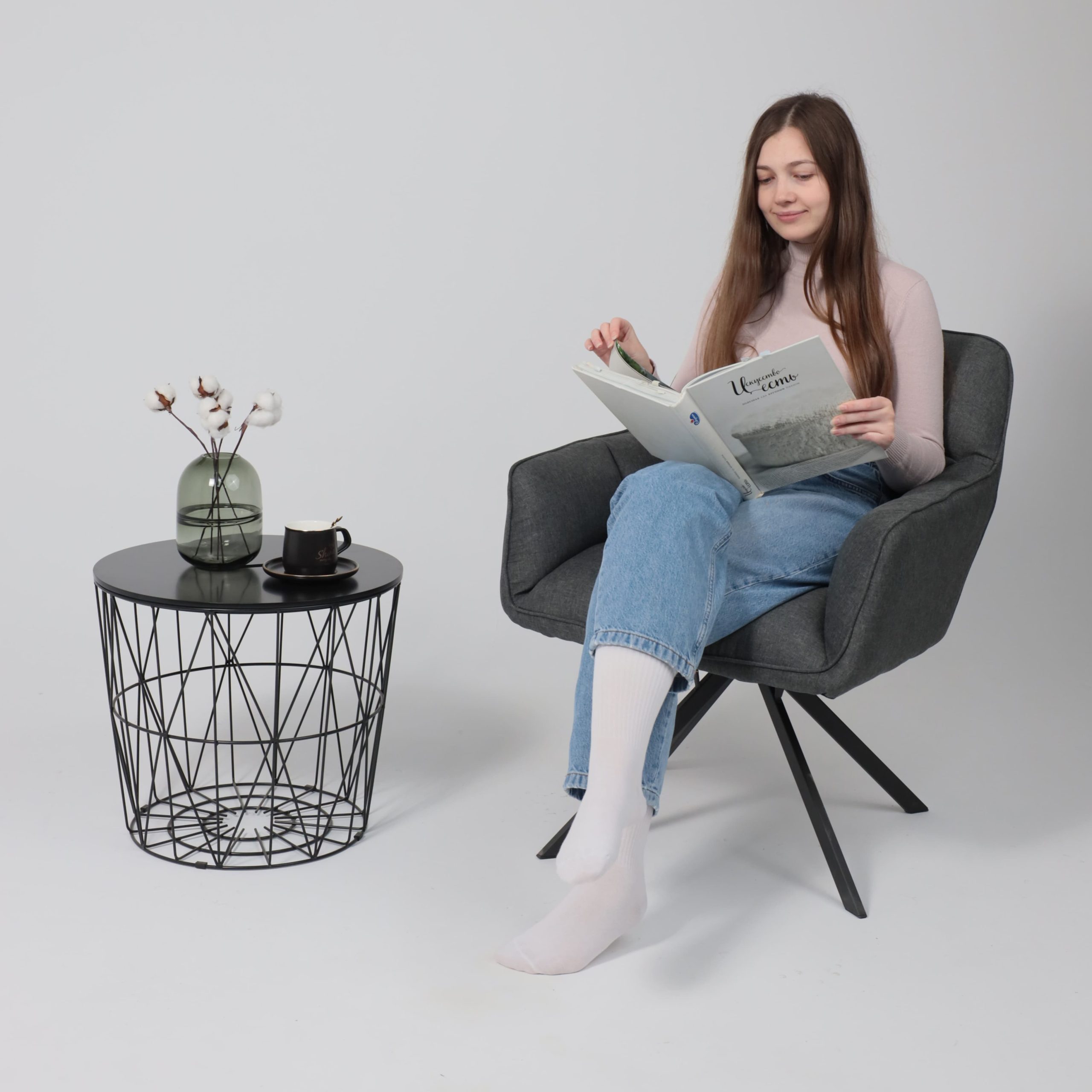 Кресло VIRGINIA, поворотное, ткань, тем.-серый MQ001-5/черный