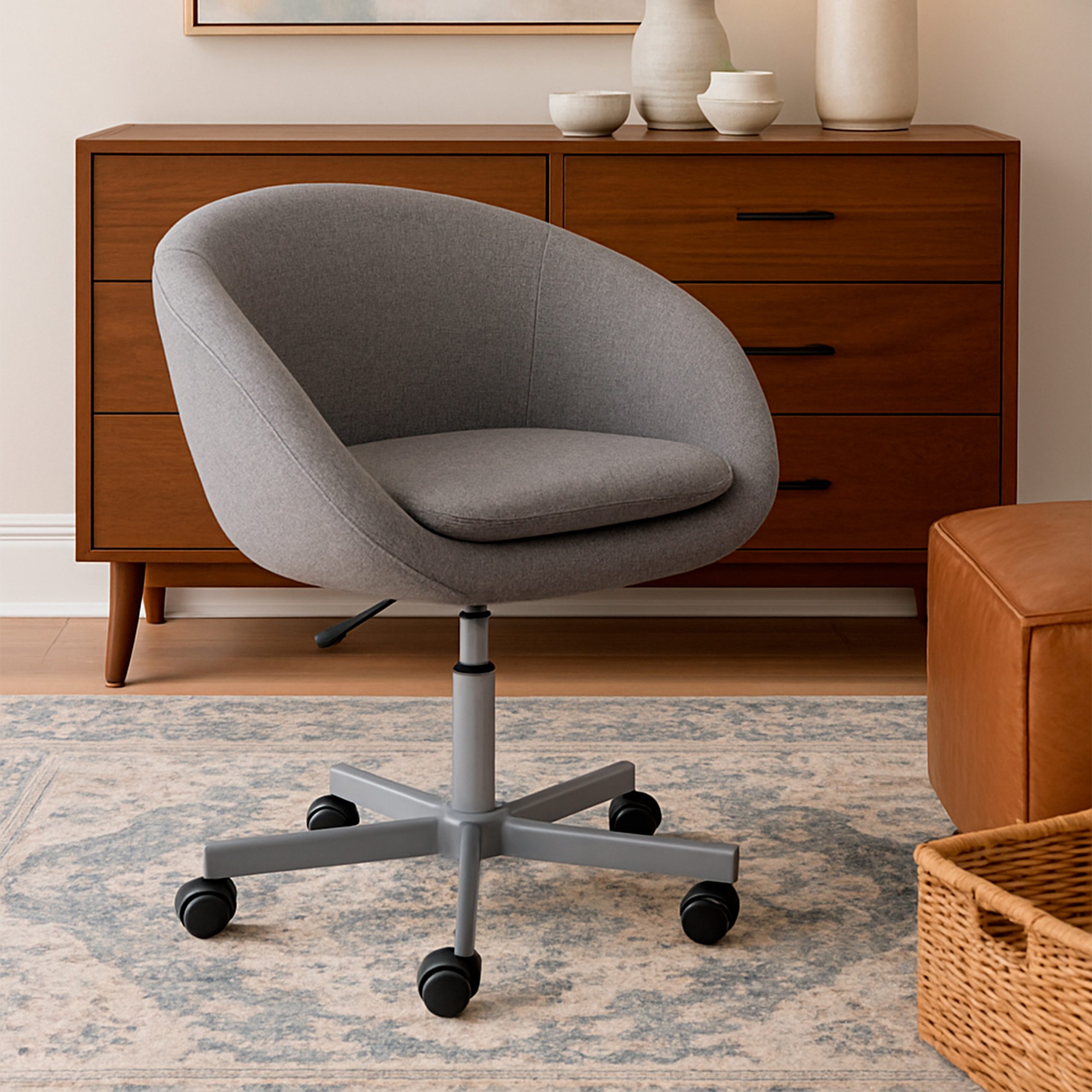 Кресло поворотное ELENA, ткань, серый