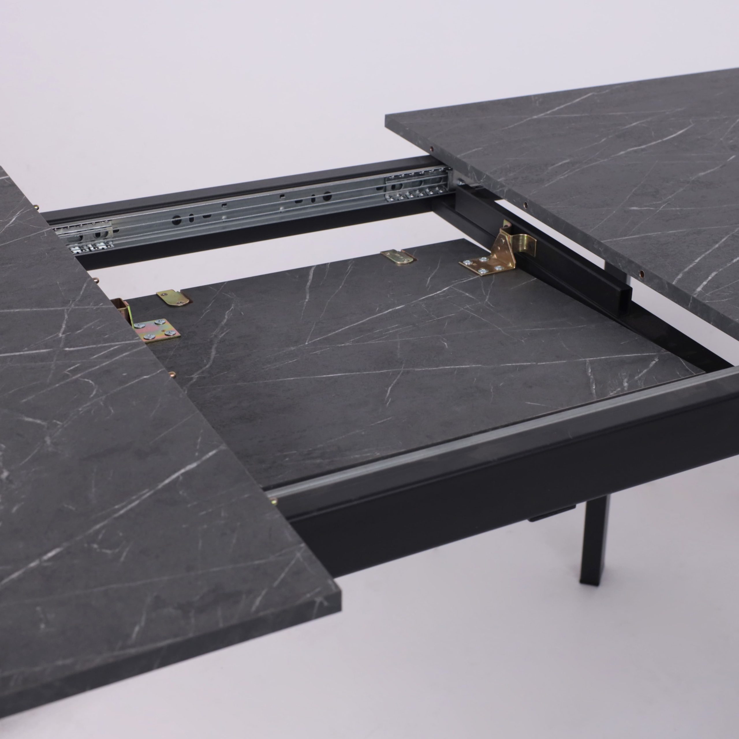 Стол AV 1209/1, ЛМДФ, раздвижной 1200(1600)*800 Мрамор Пьетра Графитовый/черный