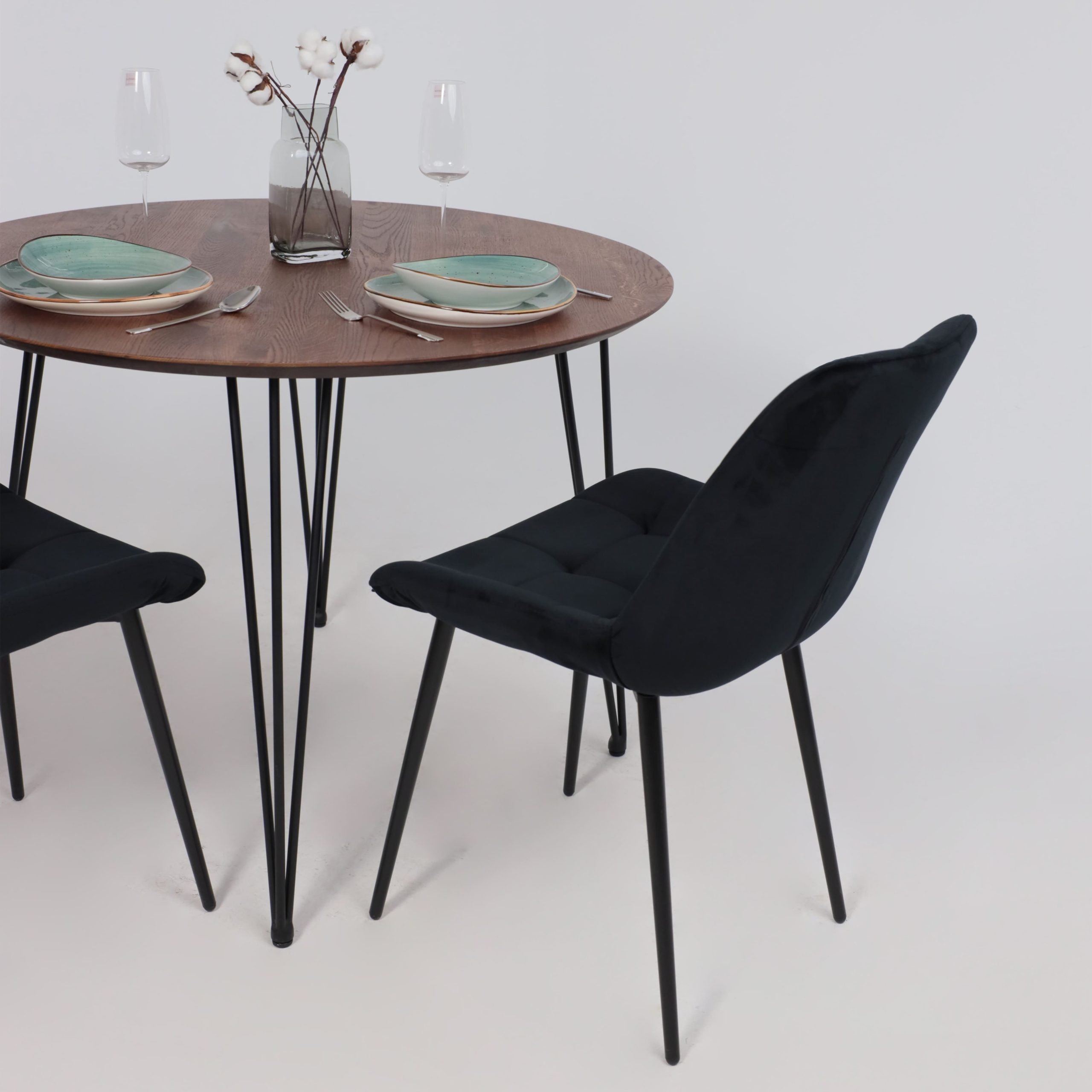 Стол ДЕМАВЕНД, d100*74, дуб мореный/черный (ПР-4 DSW (Т27) (02) Кс-12)