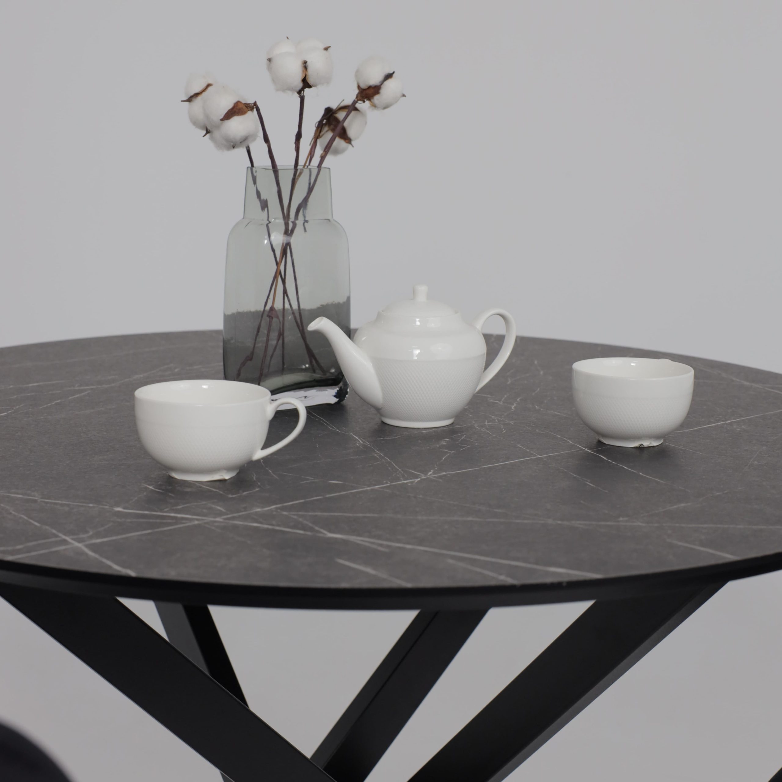 Стол МЕХИКО, пластик премиум 3Д, D950, Камень черный/ Черный матовый