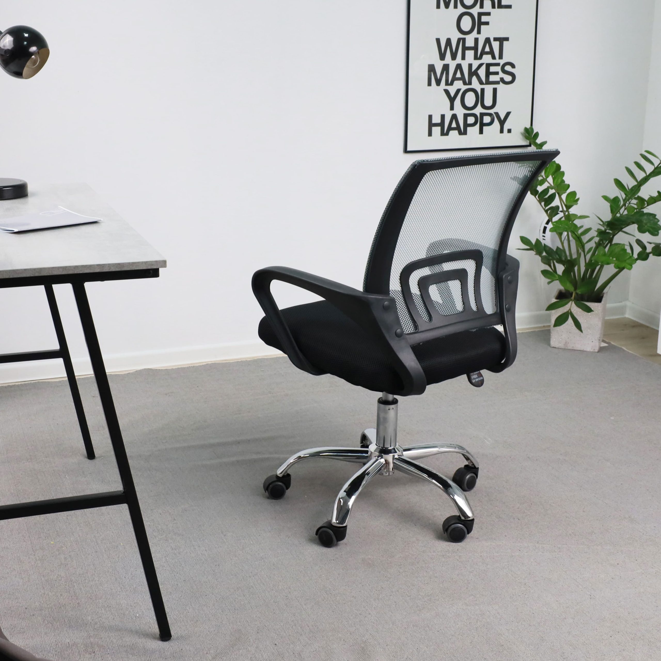 Кресло рабочее, поворотное RICCI NEW,696, ткань/сетка, серый+черный