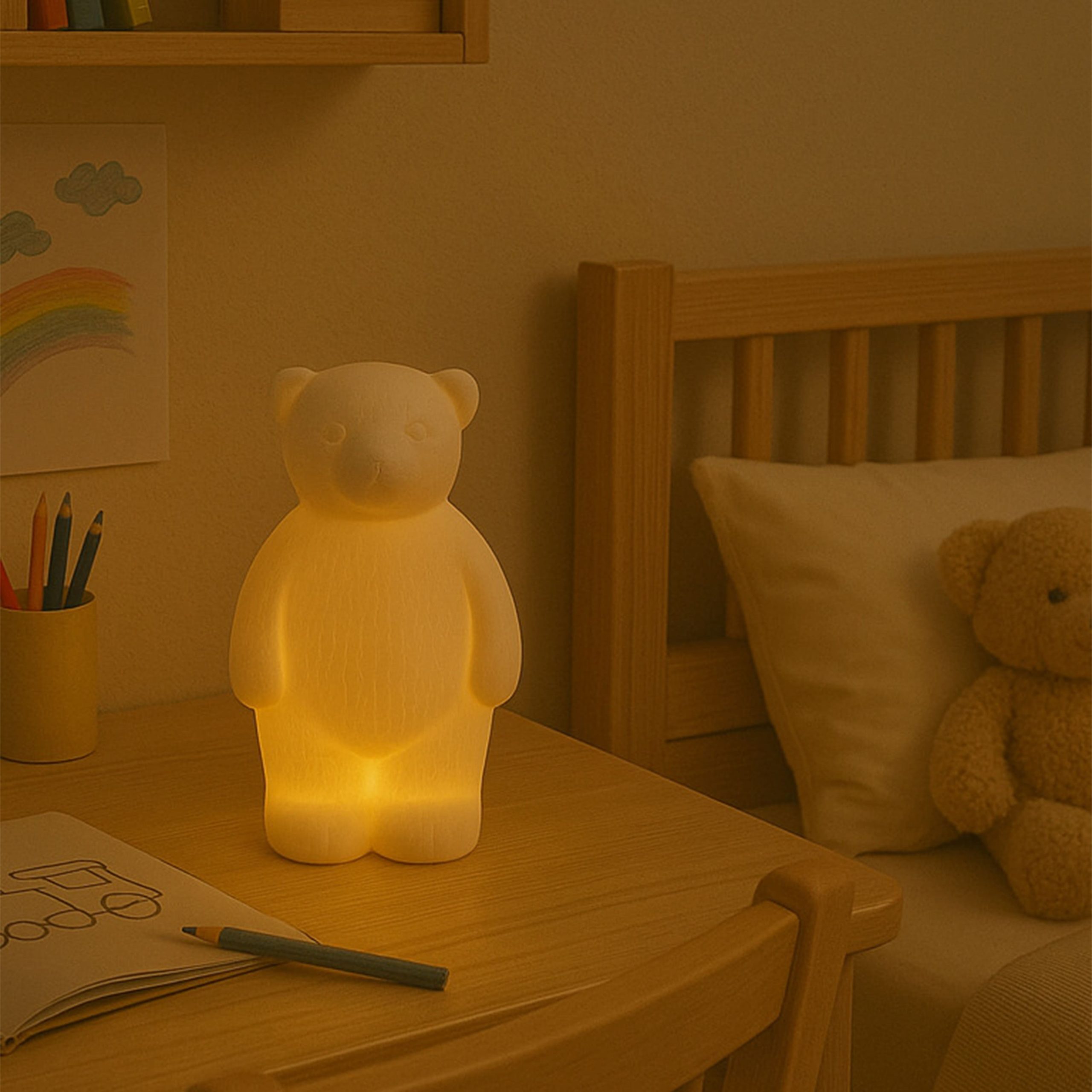 Светодиодный декор AKS тип 9 ( Мишка, керамика 9.5х8х17.8см 1LED, LR44*3 )