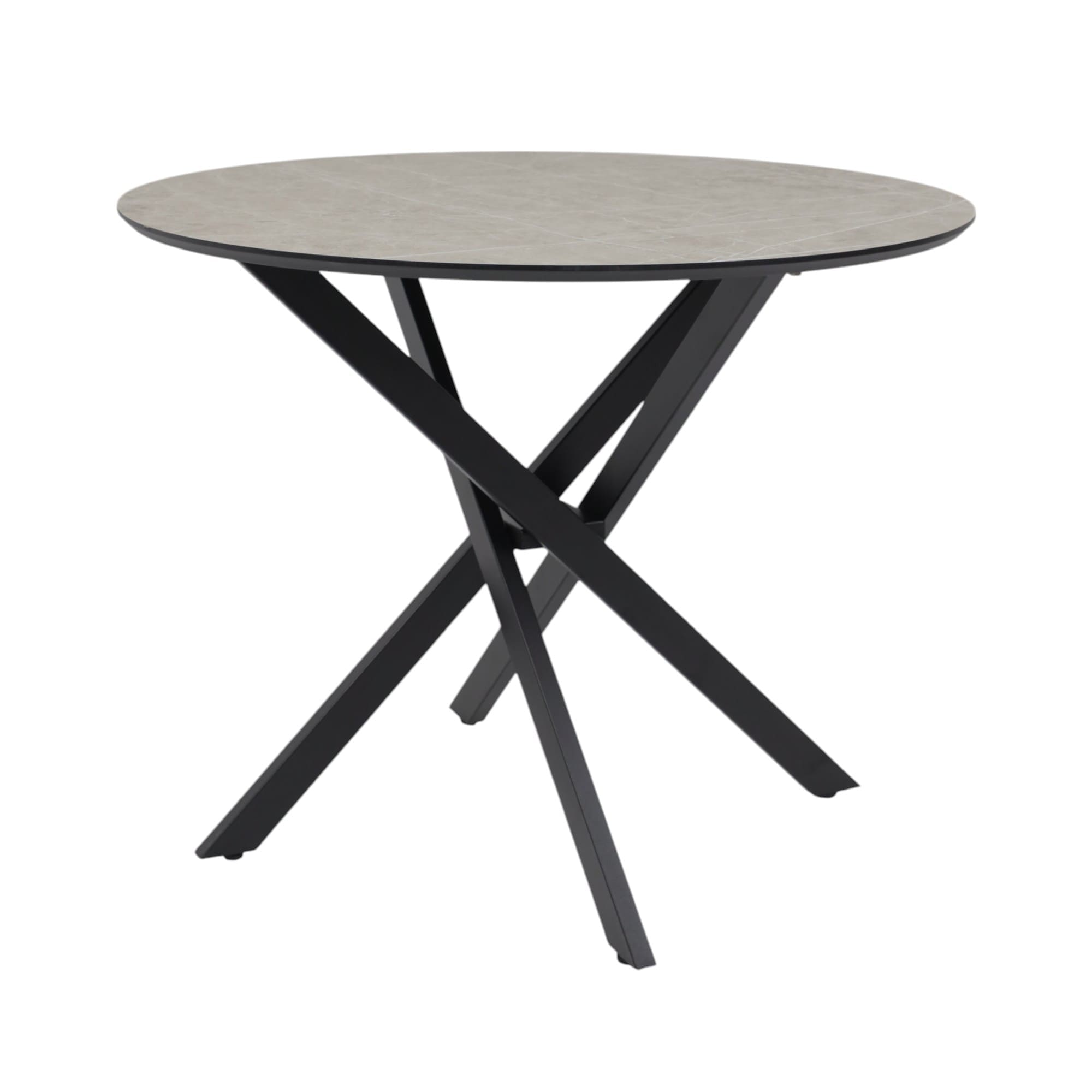 Стол МЕХИКО, пластик премиум 3Д, D950, Мрамор светлый (белый)/ Черный матовый