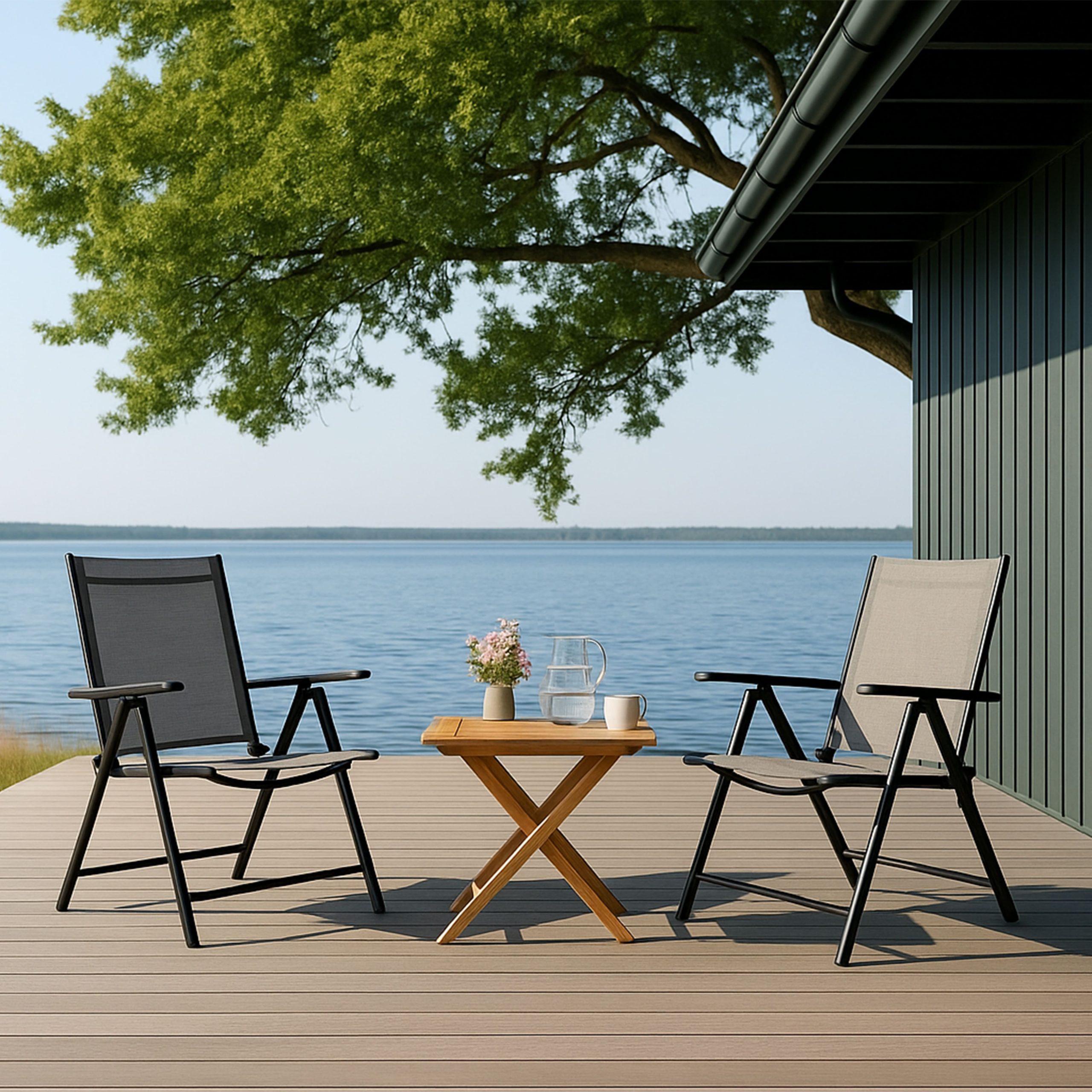 Кресло складное садовое CATANIA, серый/черный