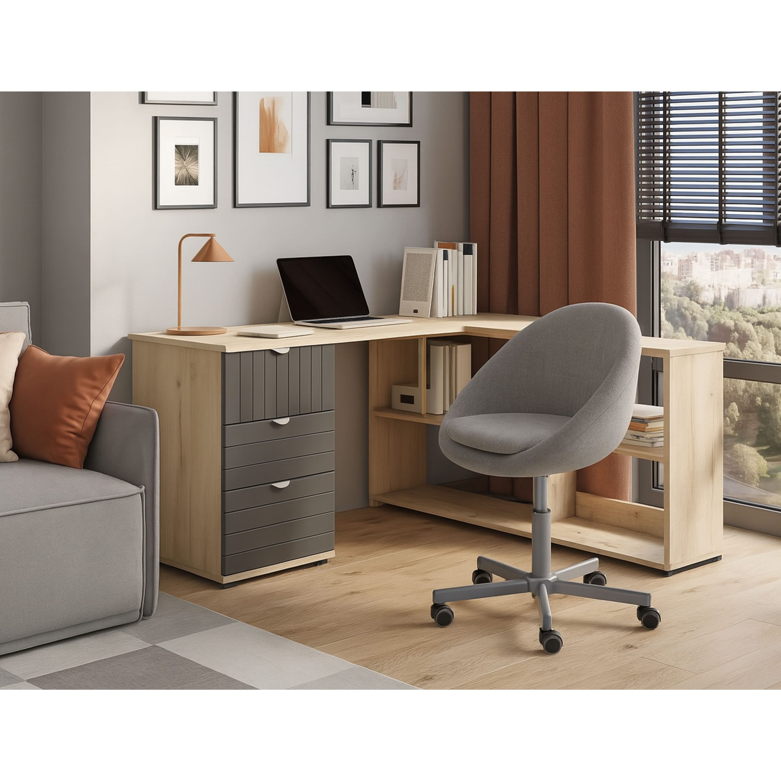 Кресло поворотное ELENA, ткань, серый