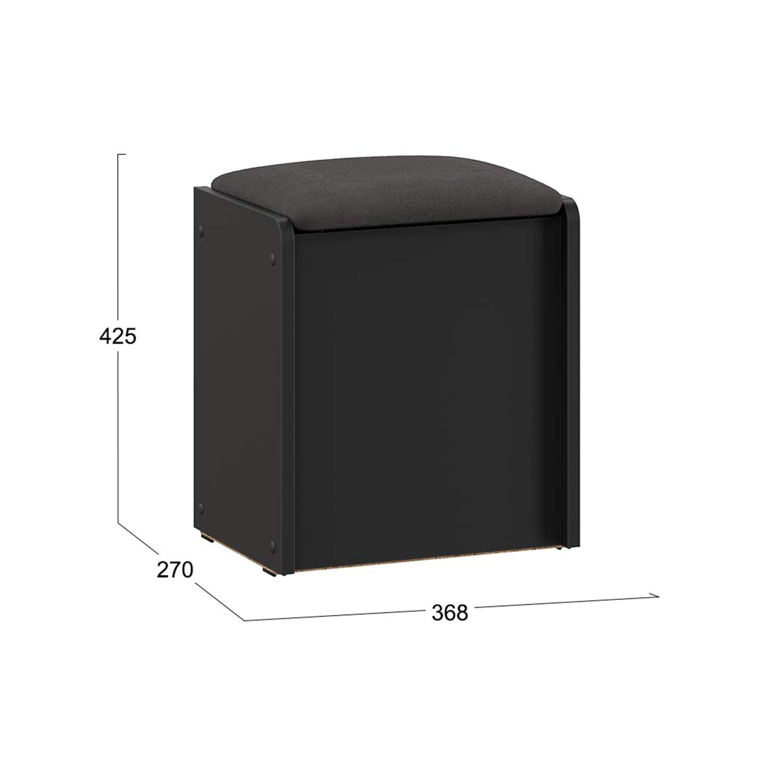 Пуф БОСТОН 368х270х425, антрацит/велюр серый