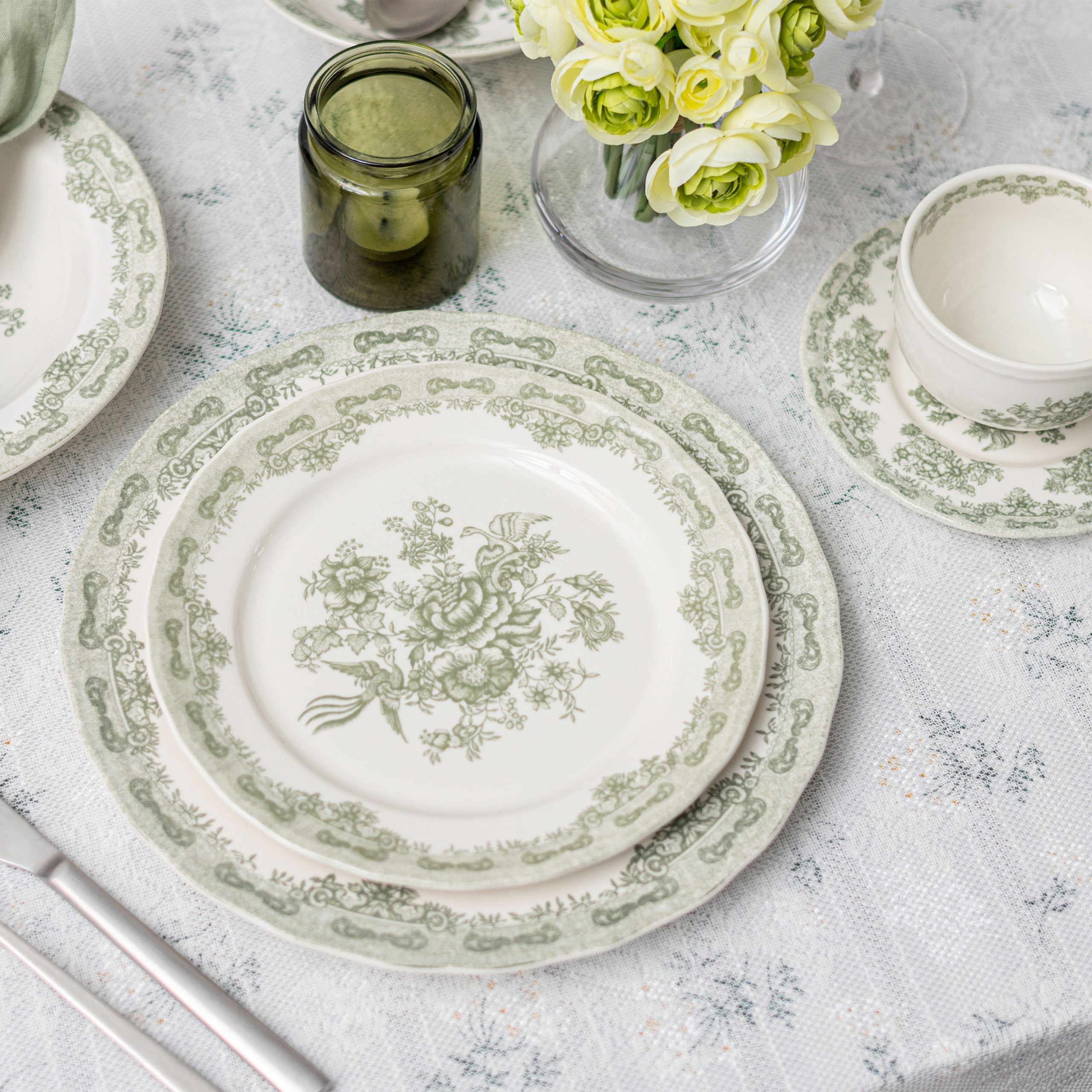 Чайный набор BLOSSOM, керамика, зеленый, кружка 250мл + блюдце