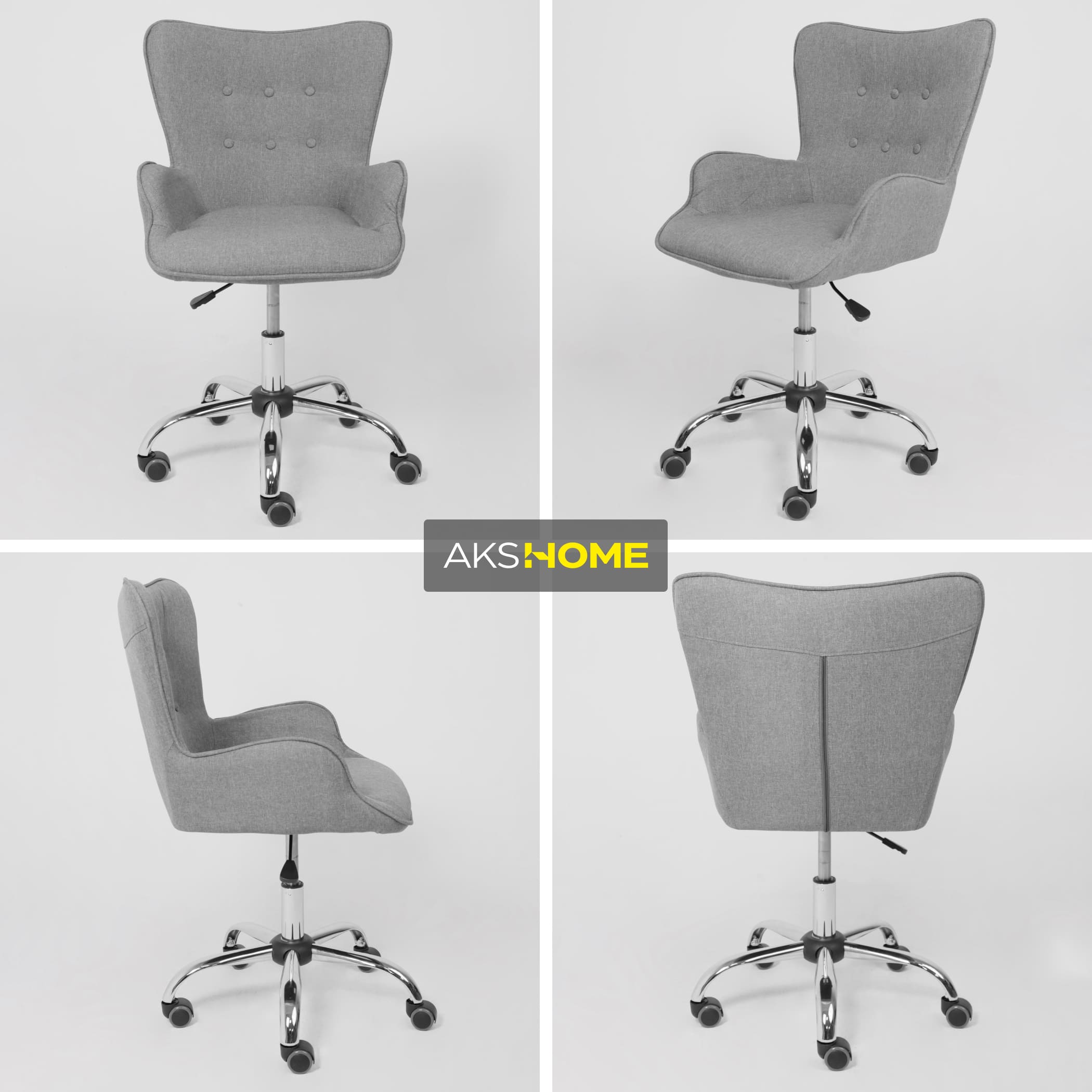 Кресло поворотное BELLA, ткань/серый