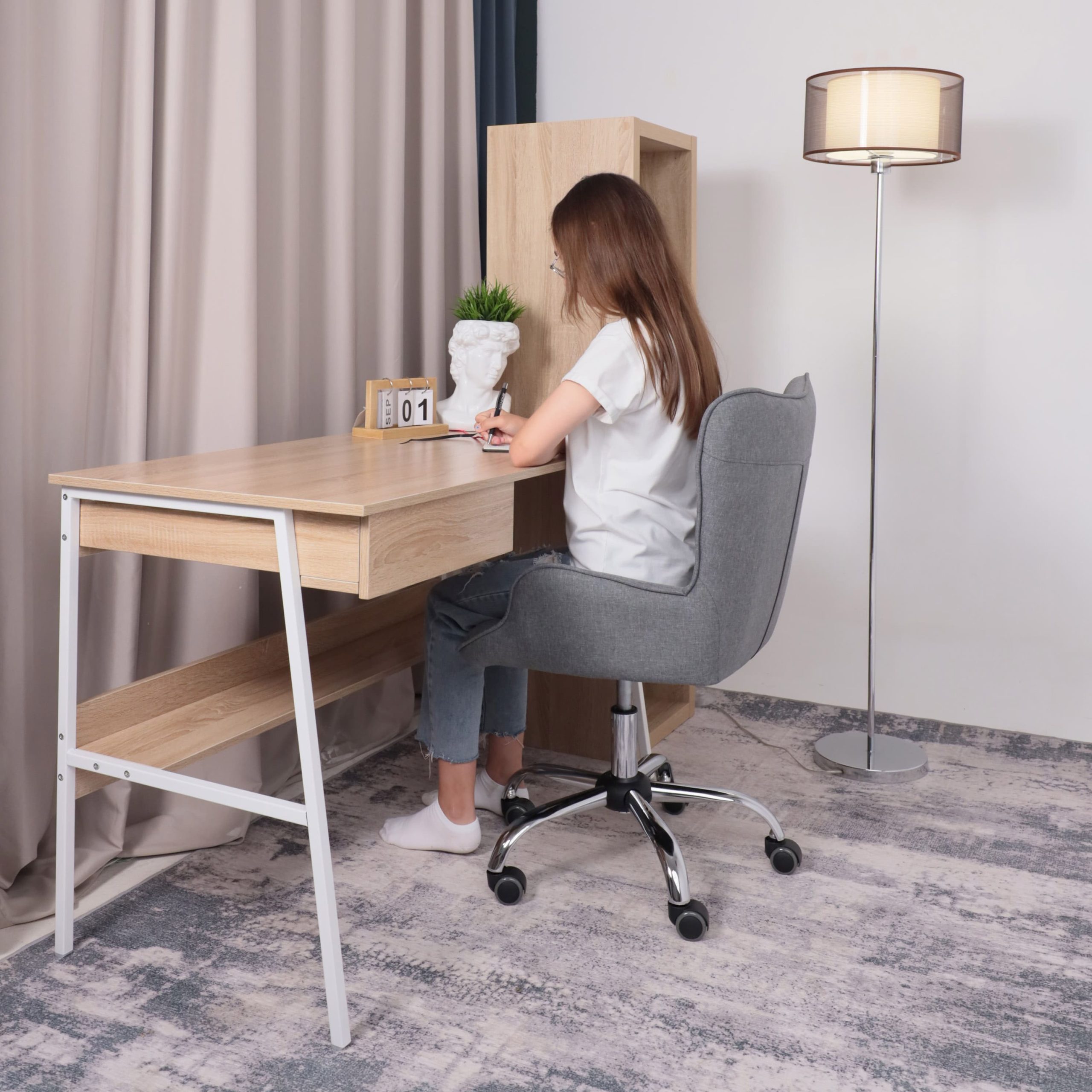 Кресло поворотное BELLA, ткань/серый