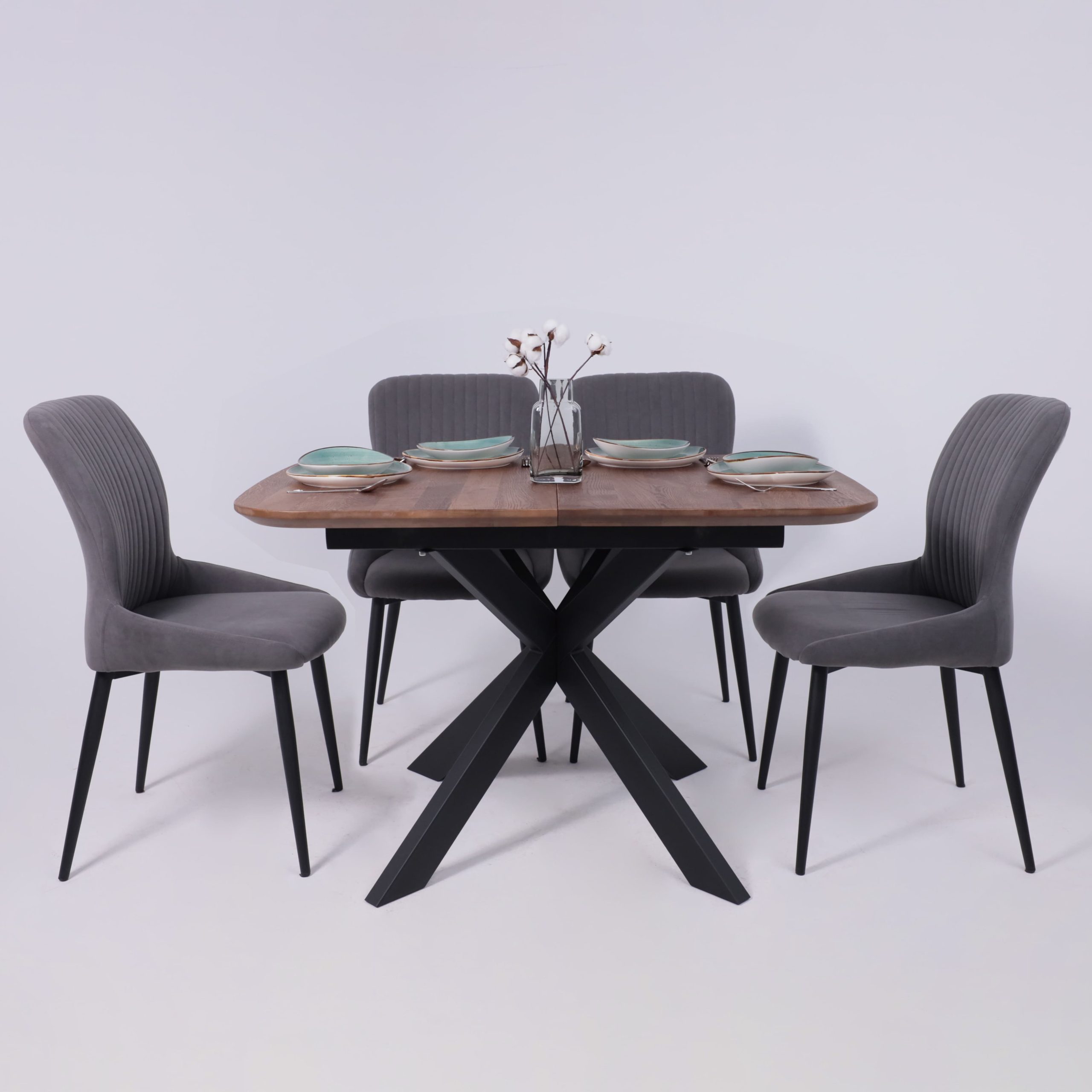 Стол ВЕЙВ раздвижной, 120(160)*80*75, дуб мореный/черный (ПрР-3 DSW (02) КСЕ/Р-80)