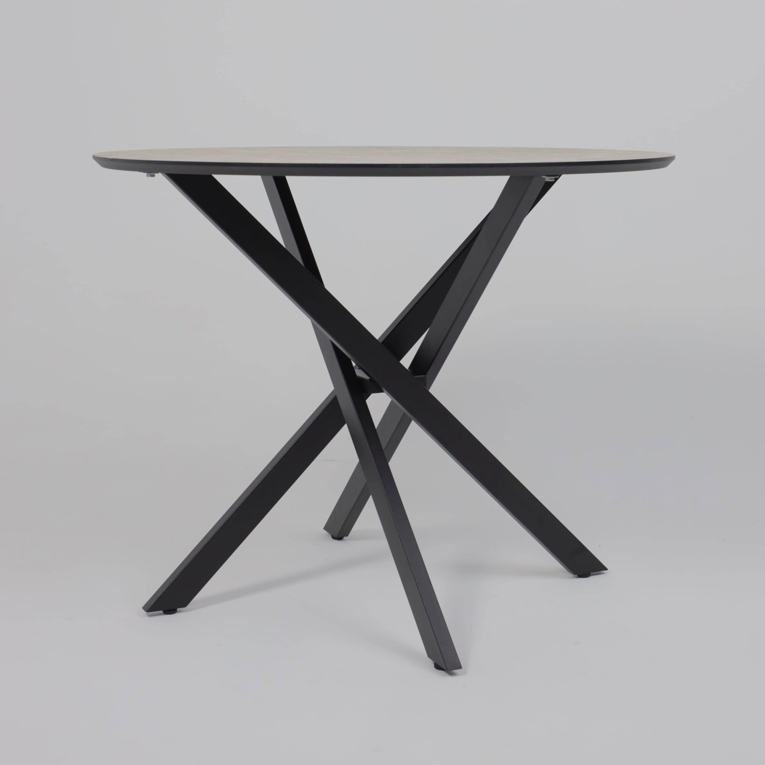 Стол МЕХИКО, пластик премиум 3Д, D950, Мрамор светлый (белый)/ Черный матовый