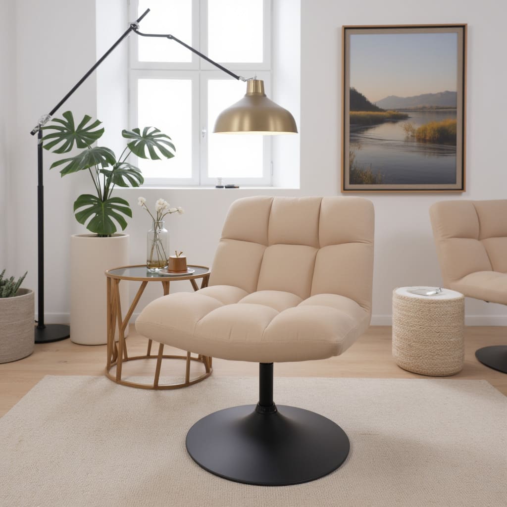 Кресло GRANDE, поворотное, песочная ткань Linen Fabric-3/черный