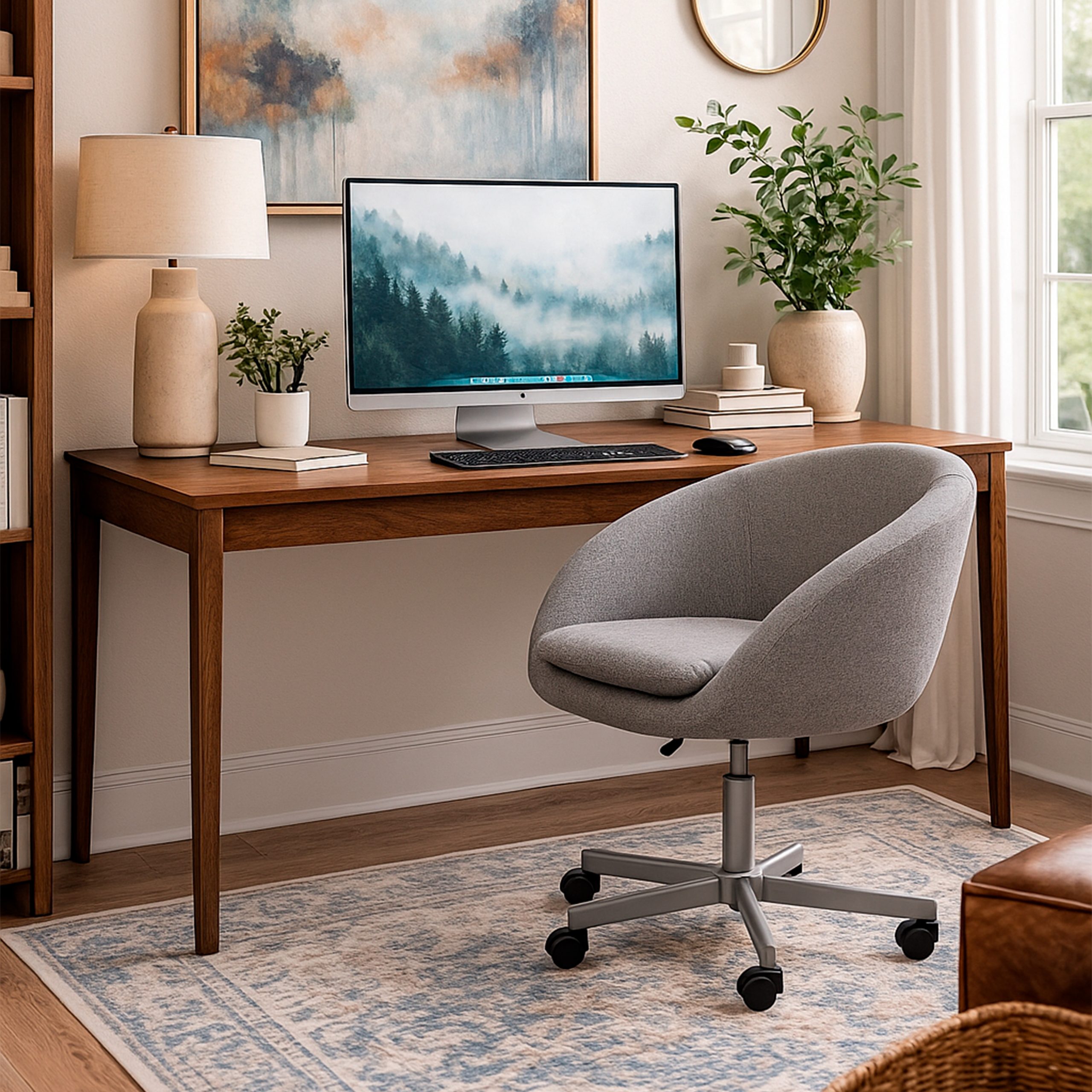 Кресло поворотное ELENA, ткань, серый