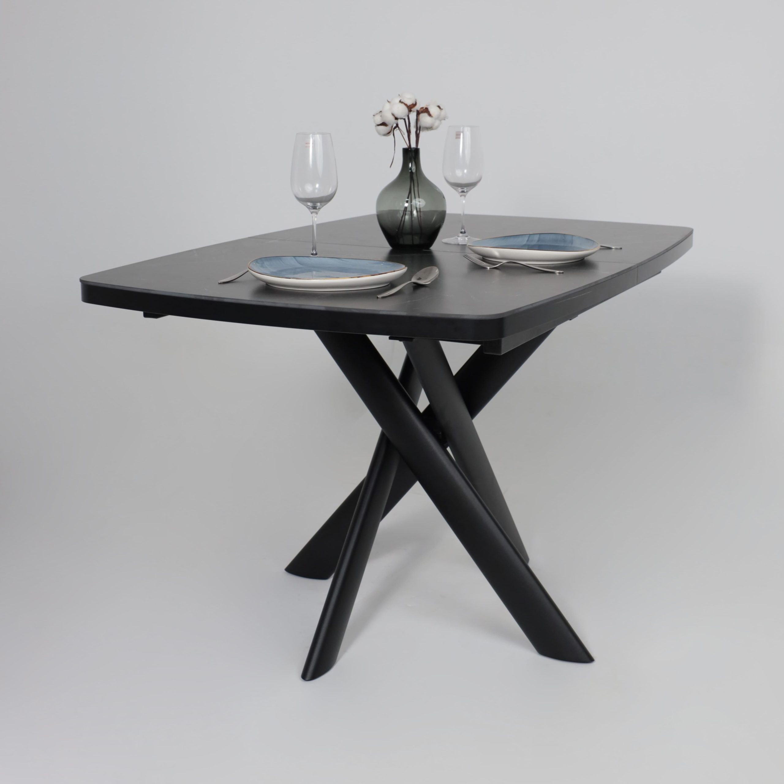 Стол LEONEL-130, раздвижной 130(165)х85, STONE BLACK ST CER/Черный