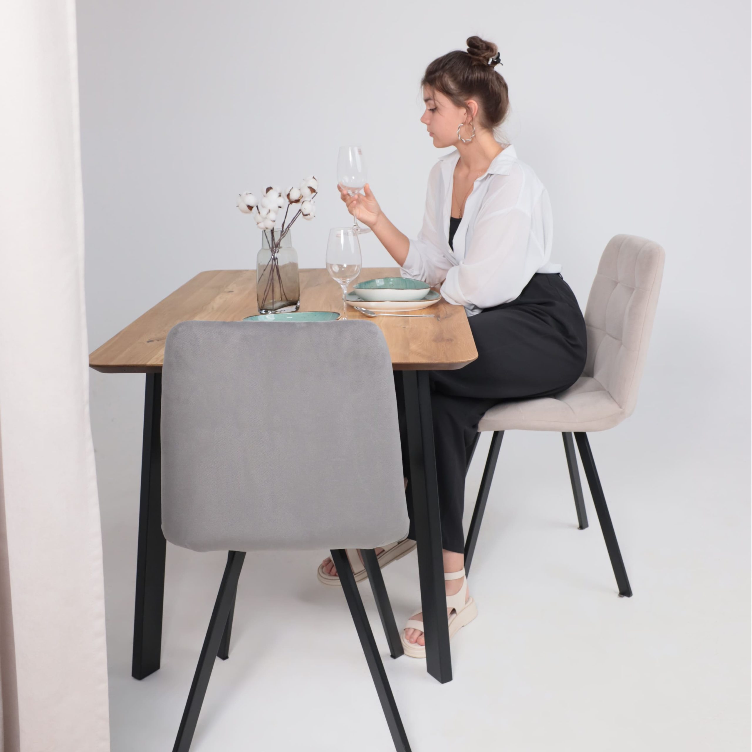 Стол МАЙОН, 120*80*74, дуб натуральный/черный (ПР-2 DSW (Т27) (02) КС-60)