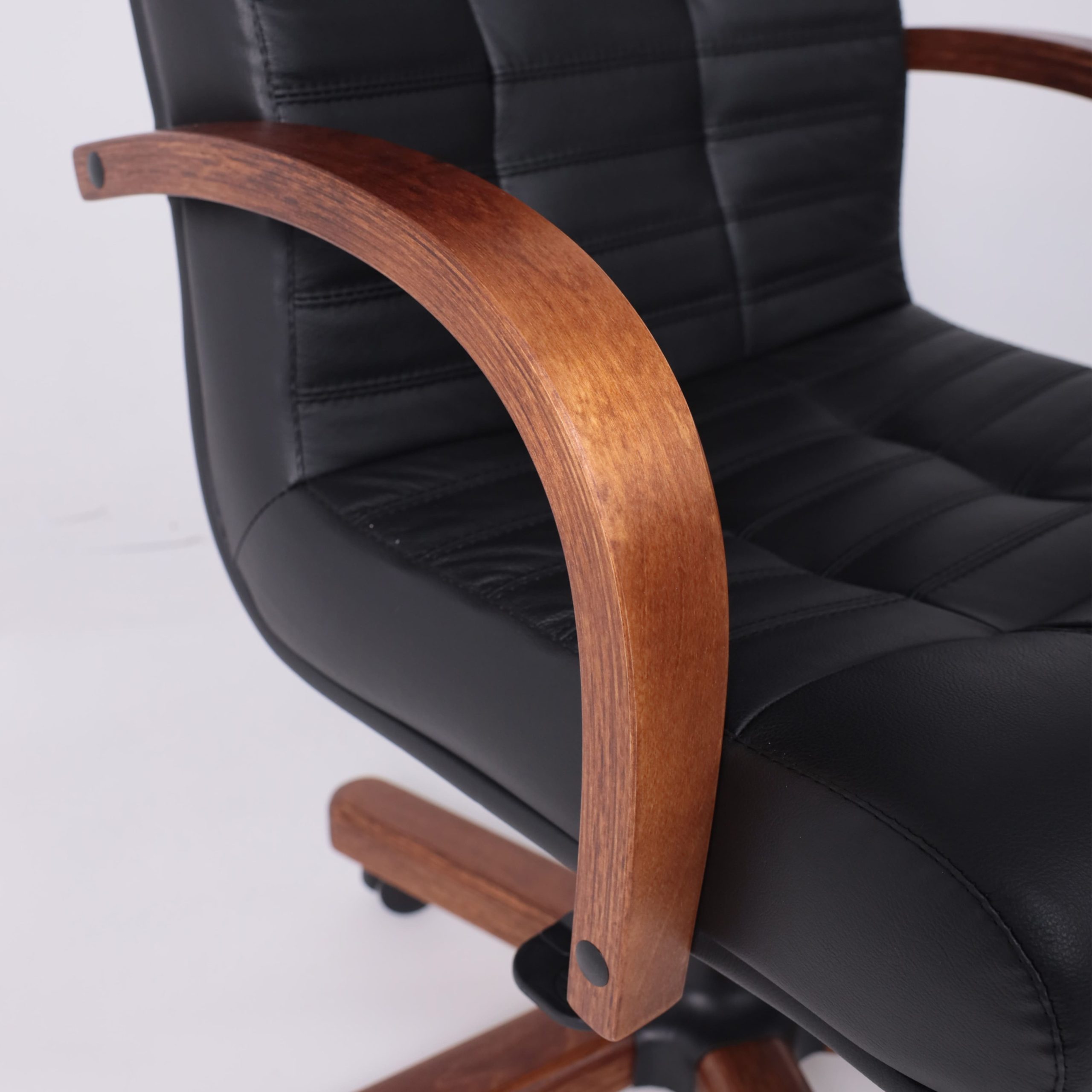 Кресло Атлант экстра (орех светлый) кожа (черная) мультиблок