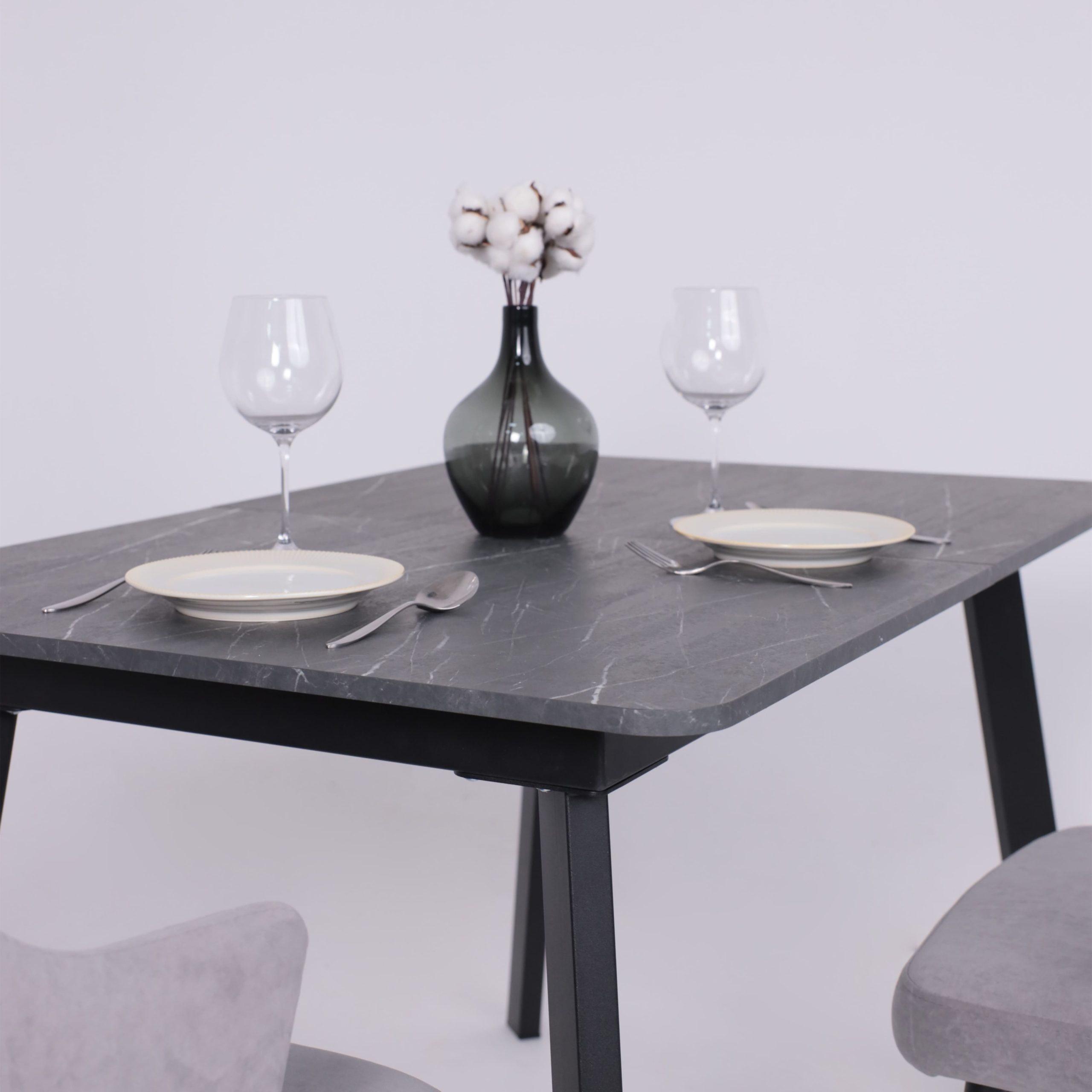 Стол AV 1209/1, ЛМДФ, раздвижной 1200(1600)*800 Мрамор Пьетра Графитовый/черный