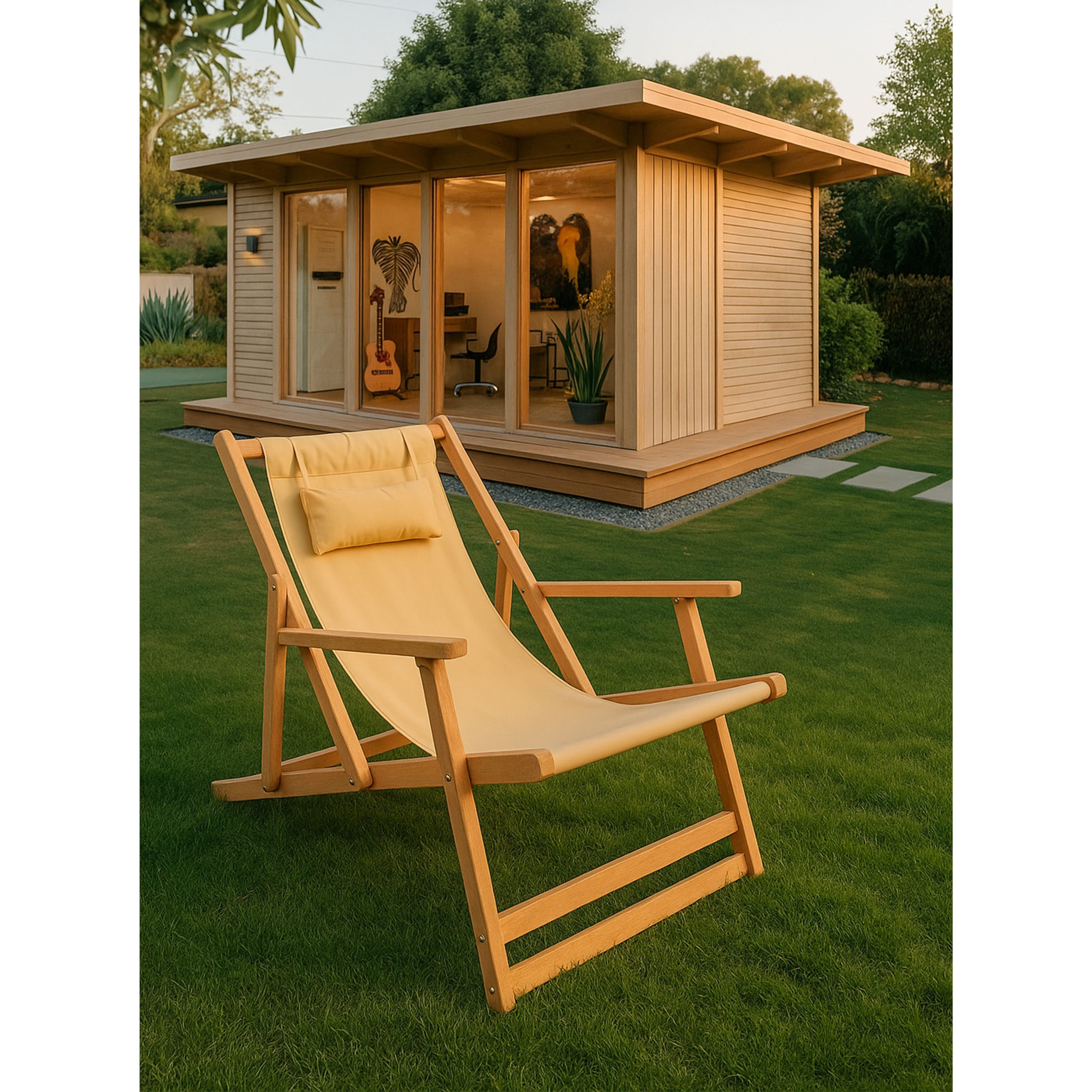 Кресло-шезлонг с подлокотниками DYATEL сиденье из ткани сосна (цвет дуб)