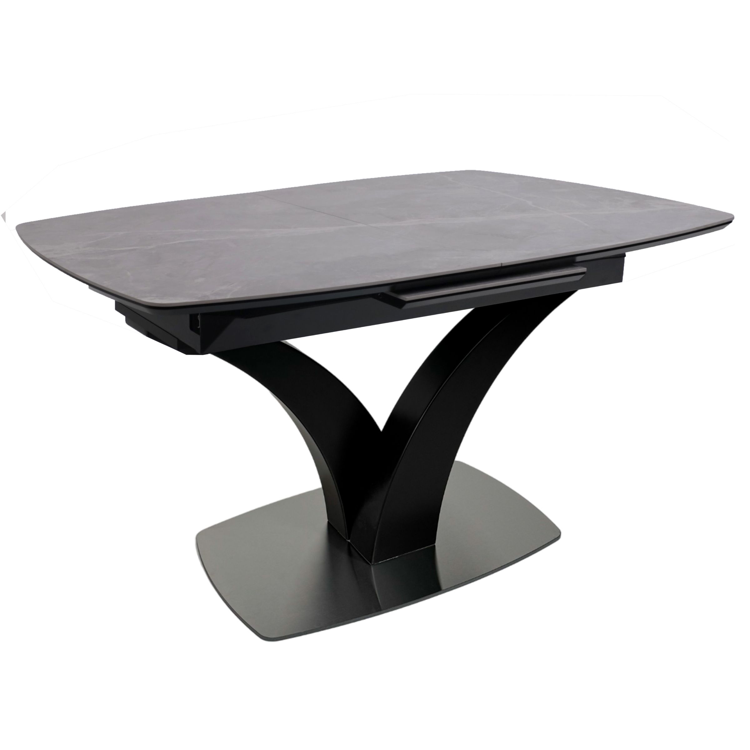 Стол НОТР ДАМ MODERNE, керамика 0 кат. 1400(1800)*850, Камень серый Greys Grey/Черный матовый