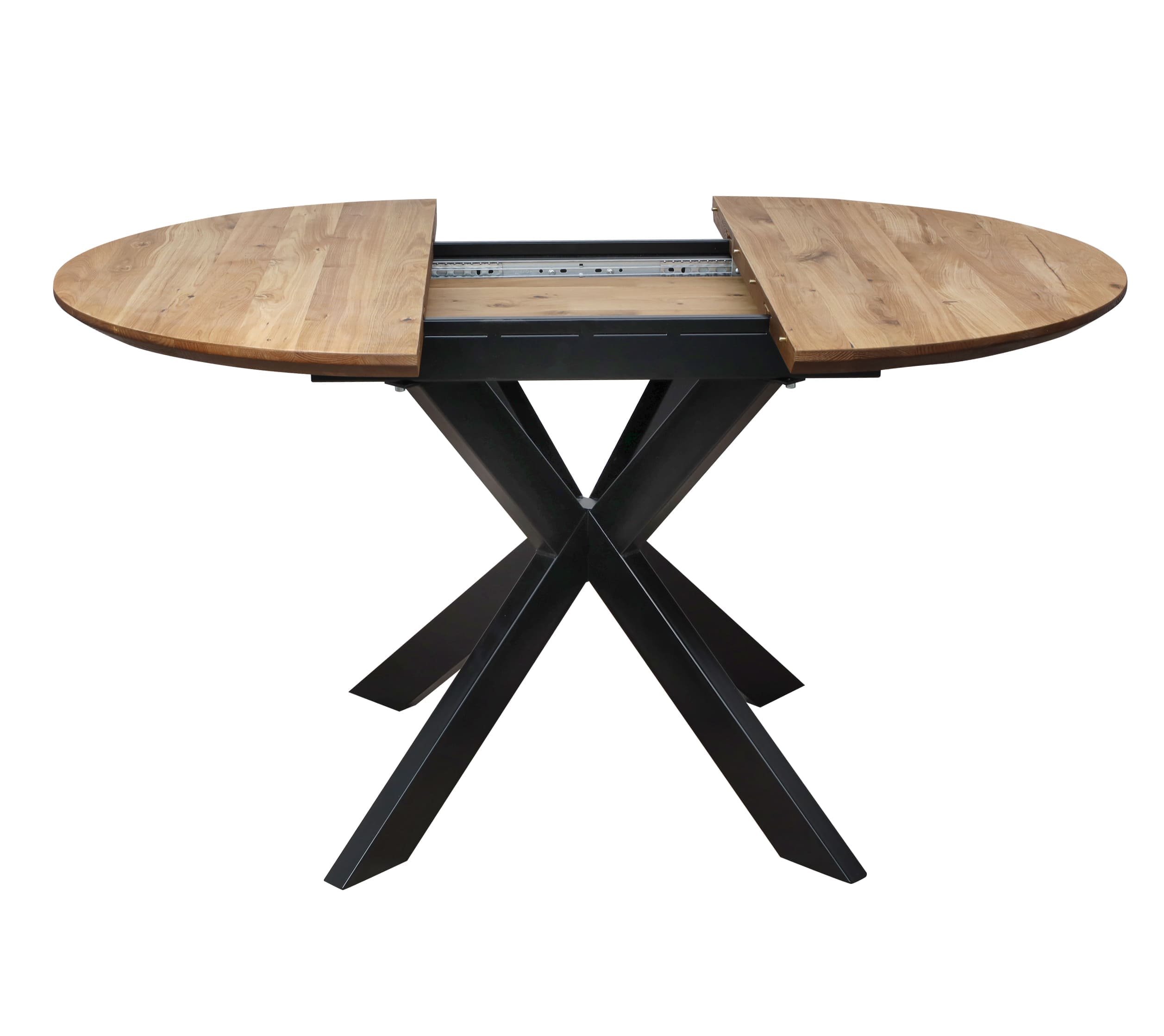 Стол РАУНД раздвижной, d110(150)*75, дуб натуральный/черный (ПрР-4 DSW (02) КСЕ/Р-80)