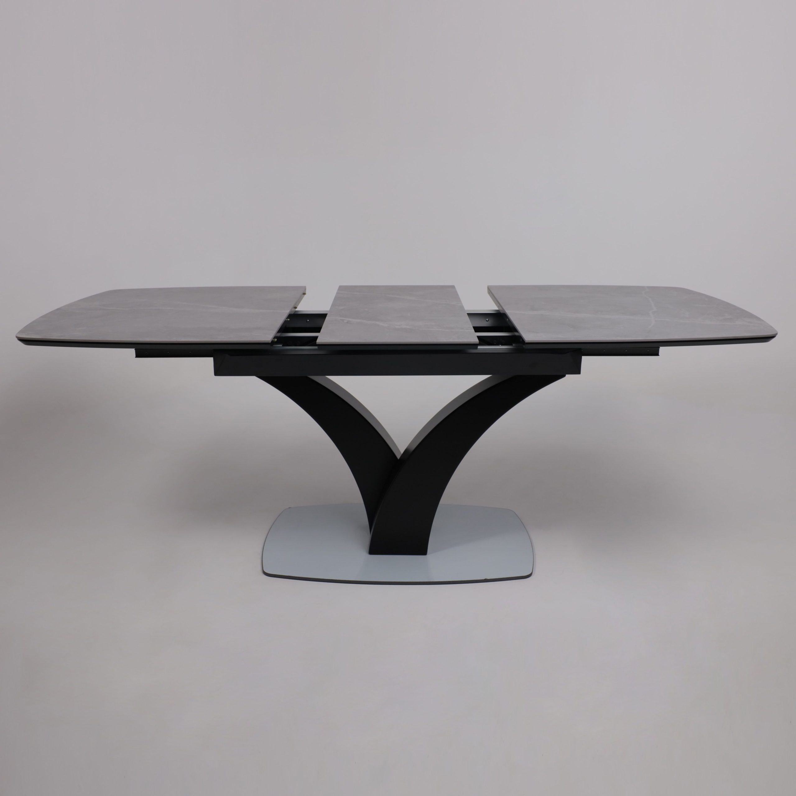 Стол НОТР ДАМ MODERNE, керамика 0 кат. 1400(1800)*850, Камень серый Greys Grey/Черный матовый