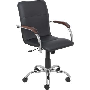 Кресло SAMBA AKS-2 Pegasso черный, подлокотники дерево темное