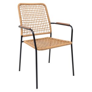 Кресло садовое BERGAMO, PE, иск.роттанг,черный+коричневый