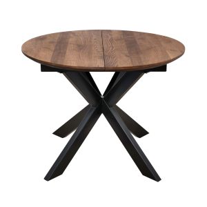 Стол РАУНД раздвижной, d100(140)*75, дуб мореный/черный (ПрР-4 DSW (02) КСЕ/Р-80)