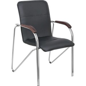 Кресло SAMBA AKS-1 Pegasso черный, подлокотники дерево темное