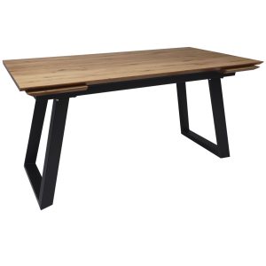 Стол САНГАЙ раздвижной, 136(196)*80*80, дуб натуральный / черный (ПрР-7 DSW (02) ТрН/Р-80)