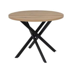 Стол РИГА, D950, Дуб Сильверджек Ореховый/Черный